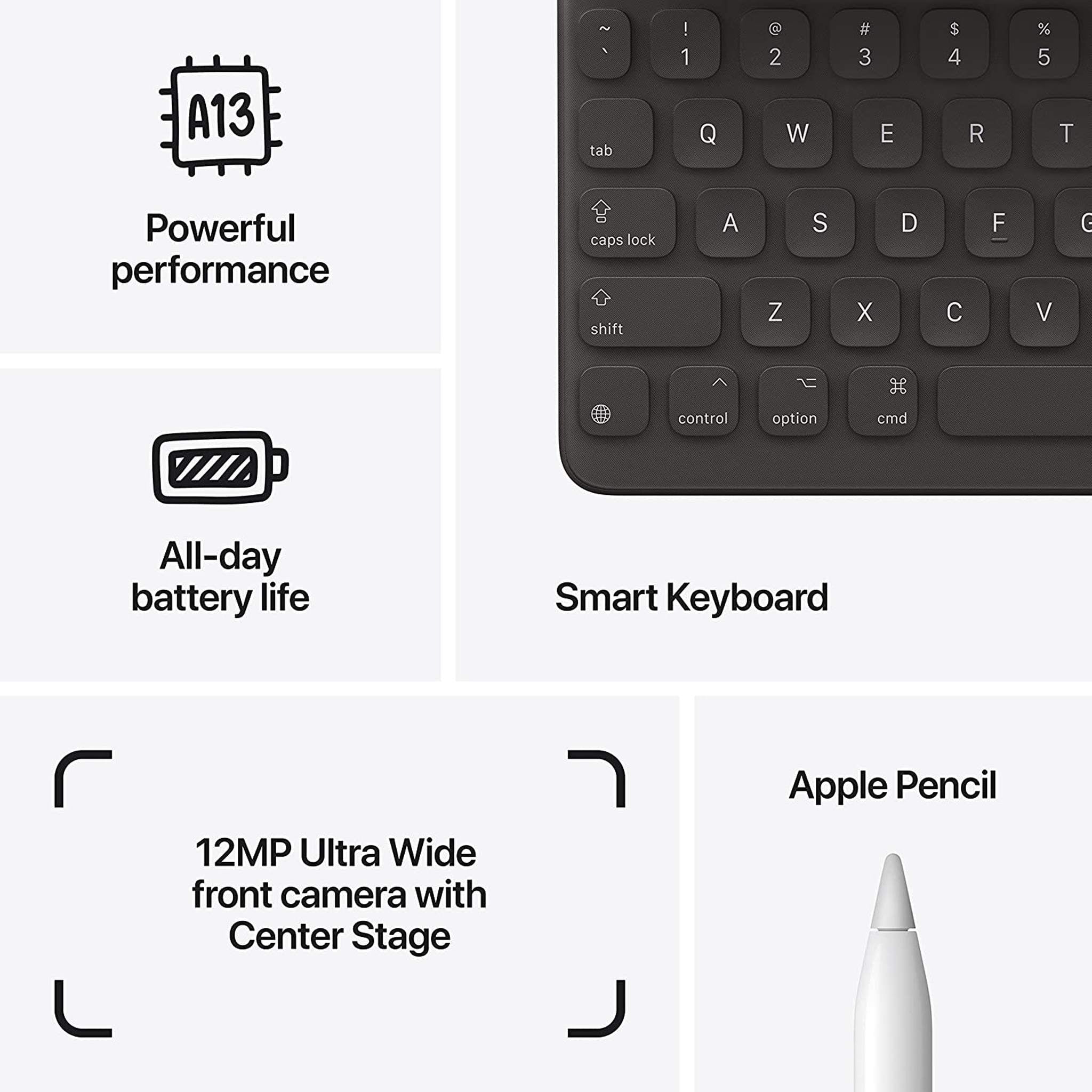 Apple 10.2" iPad 2021, 256GB, Wi-Fi, Silver and Portfolio Keyboard Case - Reconditioned Apple