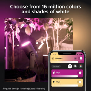 Philips Hue Lily White & Color Ambiance Outdoor Smart Spot light Base kit Philips Hue Hub required , 3 Hue White & Colo
