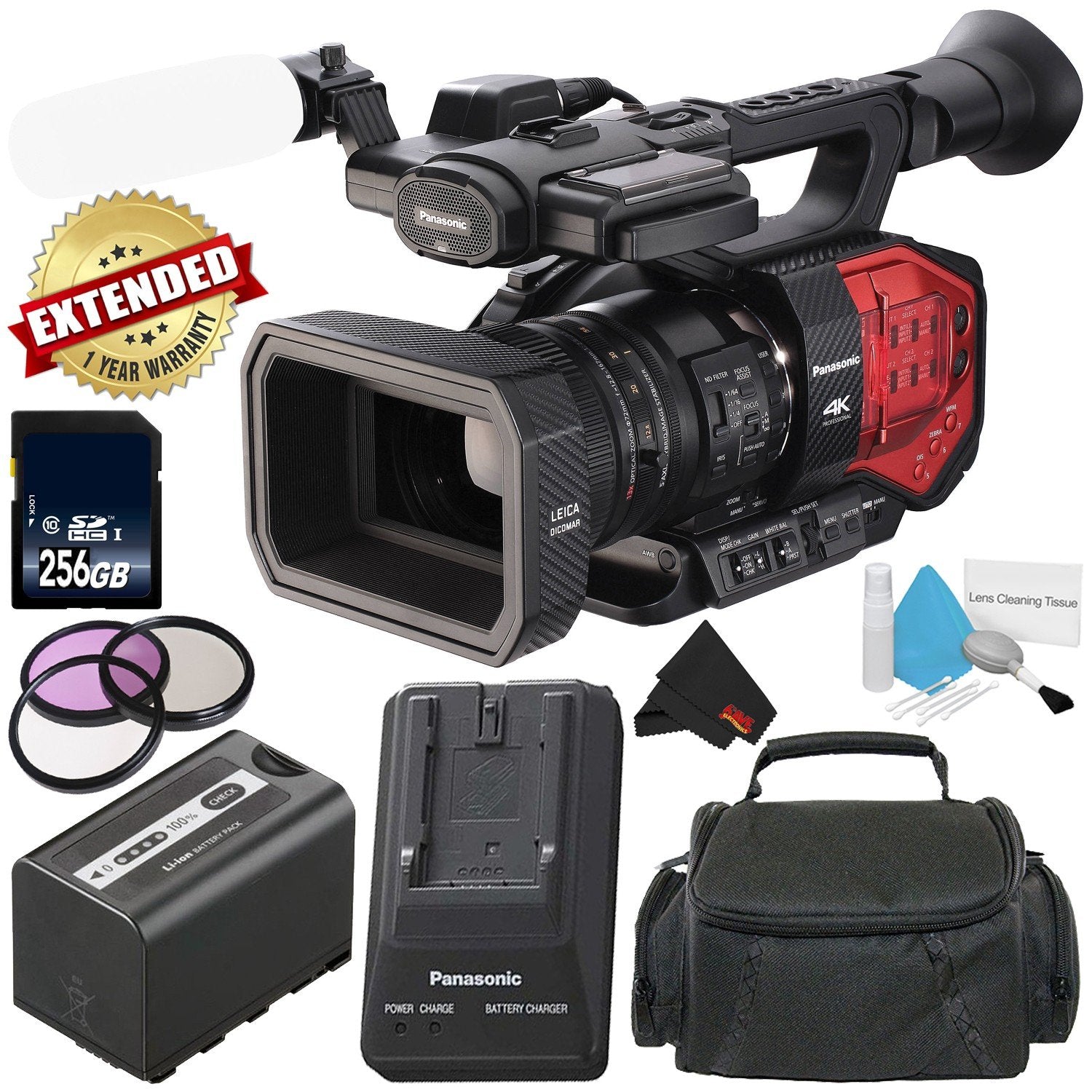 Panasonic AG-DVX200 4K Professional Camcorder with Four Thirds Sensor and Integrated 13x Leica Zoom Lens - Platinum Level Bundle