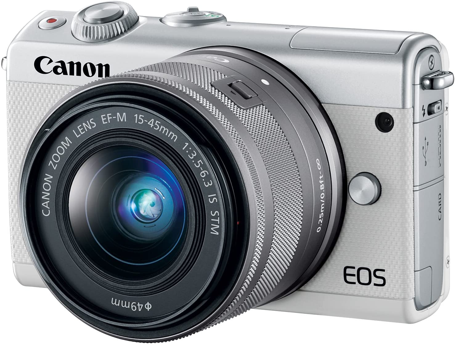 Canon EOS M100 Mirrorless Digital Camera - White with 15-45mm Lens International Model