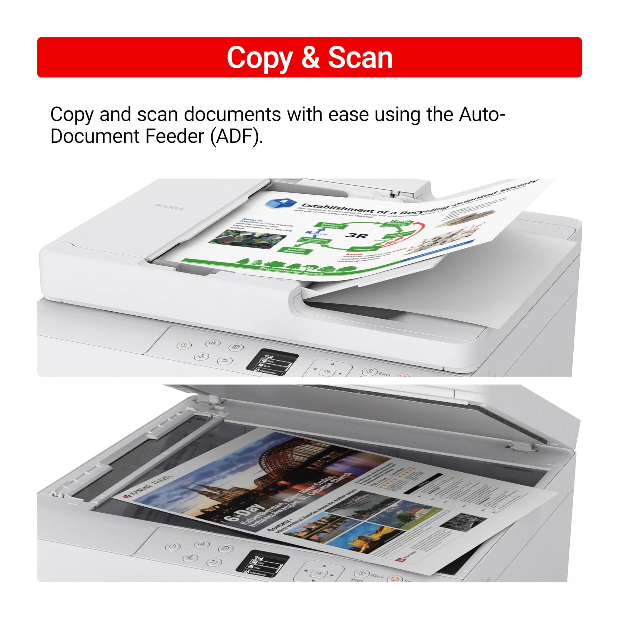 Canon PIXMA TR7120 Wireless Color Inkjet Printer for Duplex Printing, White - Home Printer with Copier/Scanner, Auto Document Feeder, Compact Design, Intuitive Control Panel