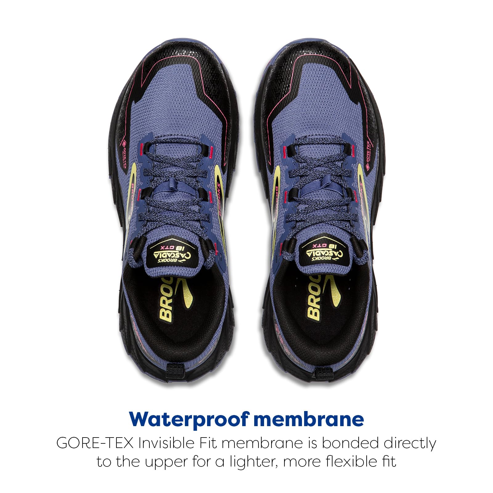 Brooks Women’s Cascadia 18 GTX Waterproof Mountain Trail Running Shoe - Grey Blue/Black/Pink - 6.5 Medium