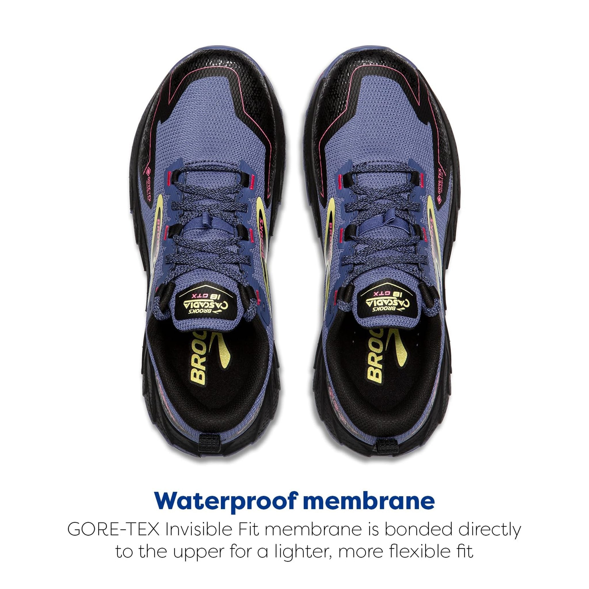Brooks Women’s Cascadia 18 GTX Waterproof Mountain Trail Running Shoe - Grey Blue/Black/Pink - 7 Medium