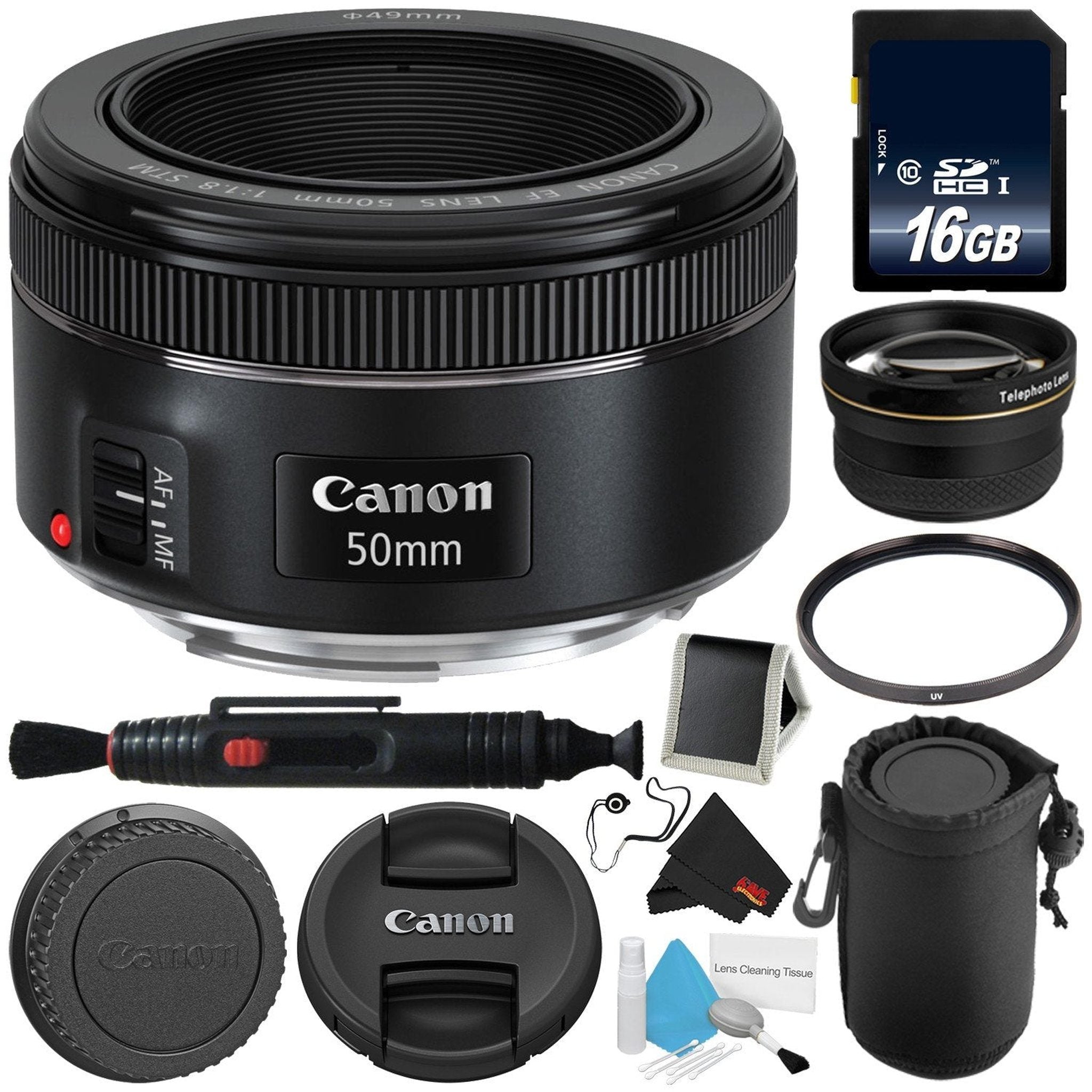 Canon EF 50mm f/1.8 STM Lens 0570C002 - Advanced Bundle - International Version - Used Canon