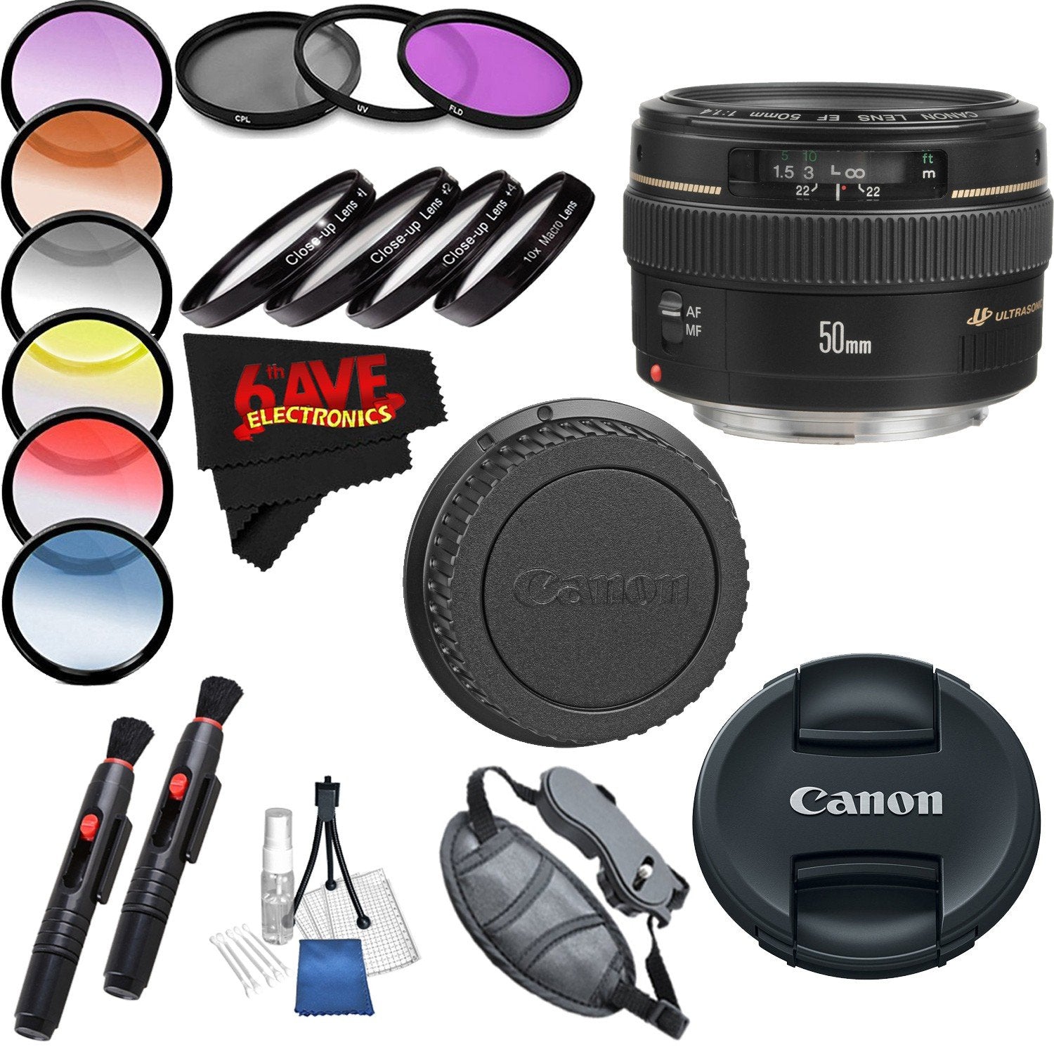 Canon EF 50mm f/1.4 USM Lens International Version Professional Accessory Combo