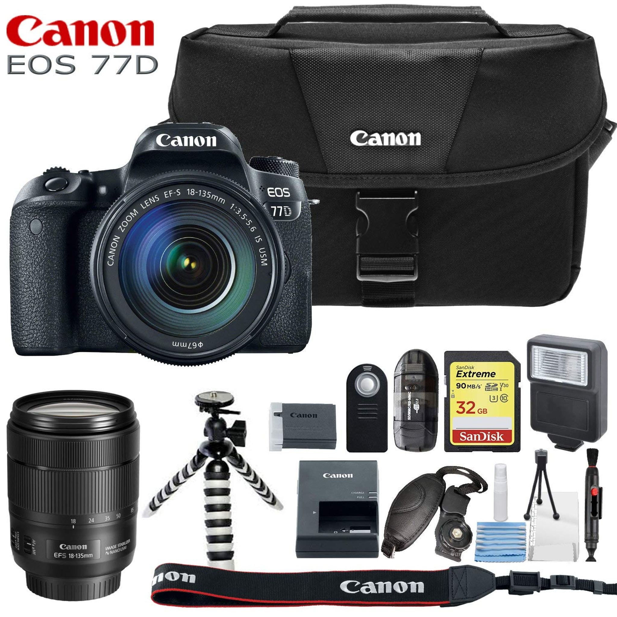 Canon EOS 77D Digital SLR Camera with 18-135mm Lens and Basic Kit International Model Canon