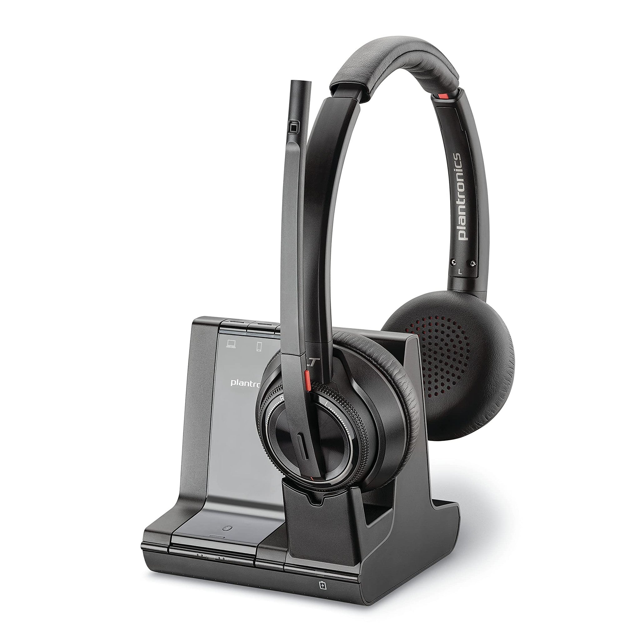 Plantronics - Savi 8220 Office Wireless DECT Headset Poly - Dual Ear Stereo - Compatible to connect to PC/Mac or to Cell Phone via Bluetooth - Works with Teams Certified , Zoom Poly