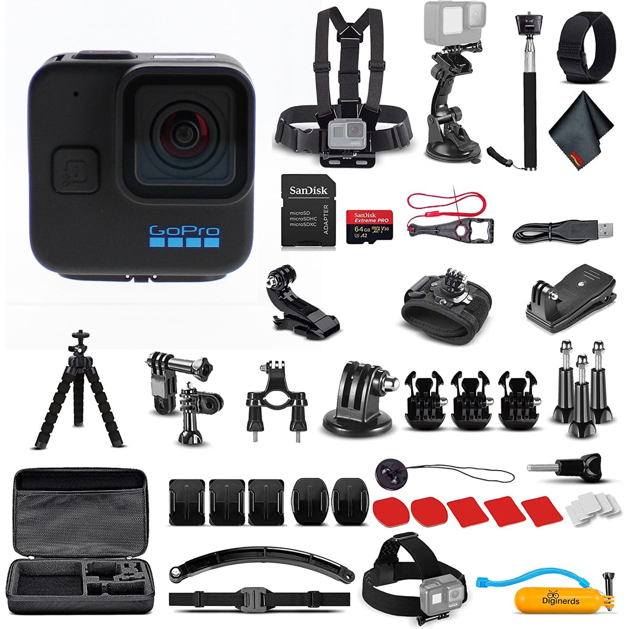 GoPro HERO11 Mini - Waterproof Action Camera 50 In 1 Accessory Bundle + More Black