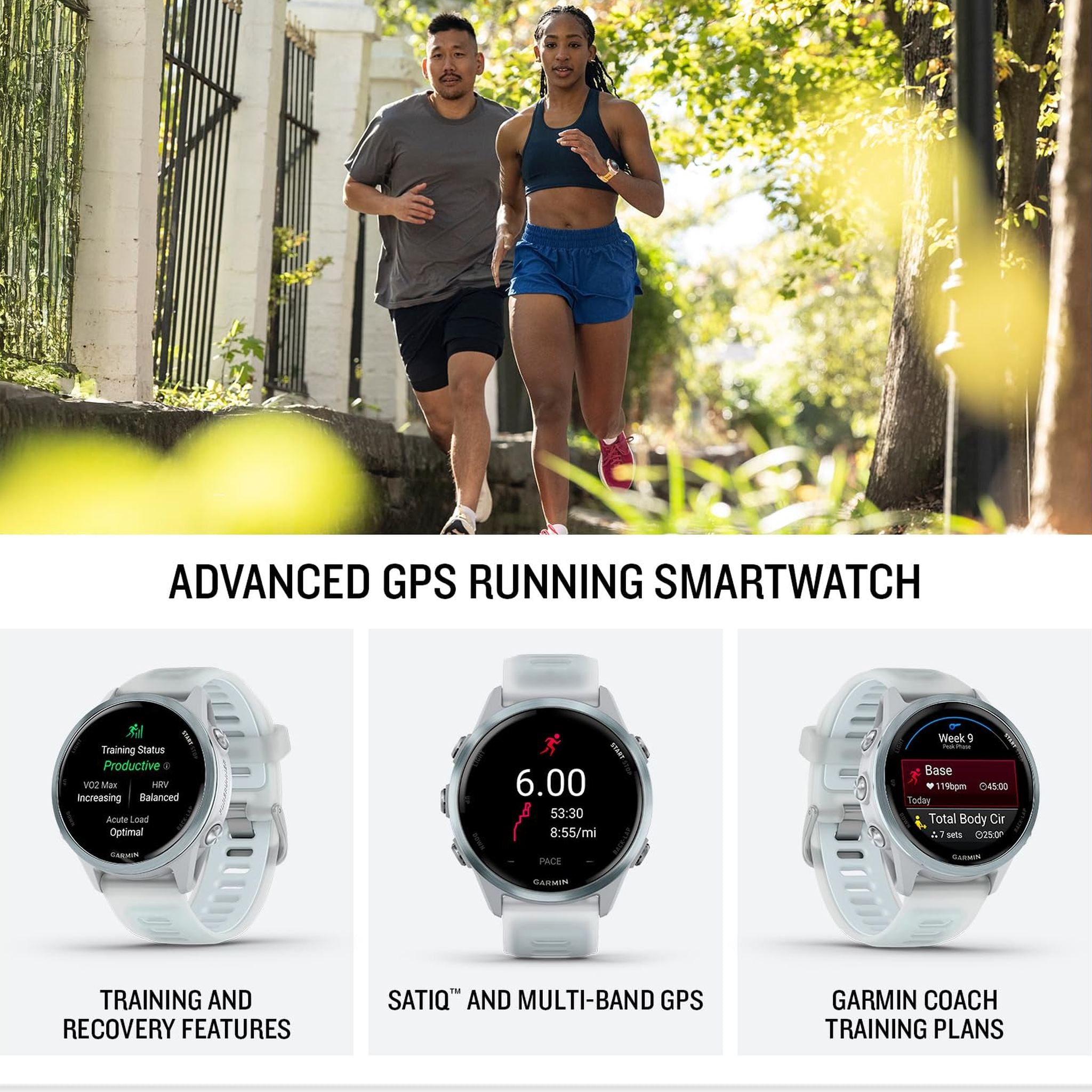 Garmin® Forerunner® 570, 42mm, Advanced GPS Running and Triathlon Smartwatch, AMOLED Display, Training and Recovery Features, Cloud Blue Aluminum with Translucent Whitestone/Cloud Blue Band Garmin