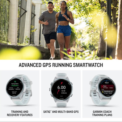 Garmin® Forerunner® 570, 42mm, Advanced GPS Running and Triathlon Smartwatch, AMOLED Display, Training and Recovery Features, Cloud Blue Aluminum with Translucent Whitestone/Cloud Blue Band