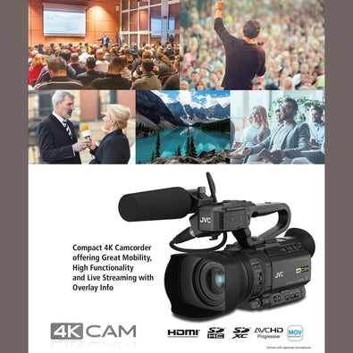 JVC GY-HM250 UHD 4K Streaming Camcorder with Built-in Lower-Thirds Graphics + Pro Accessories Bundle
