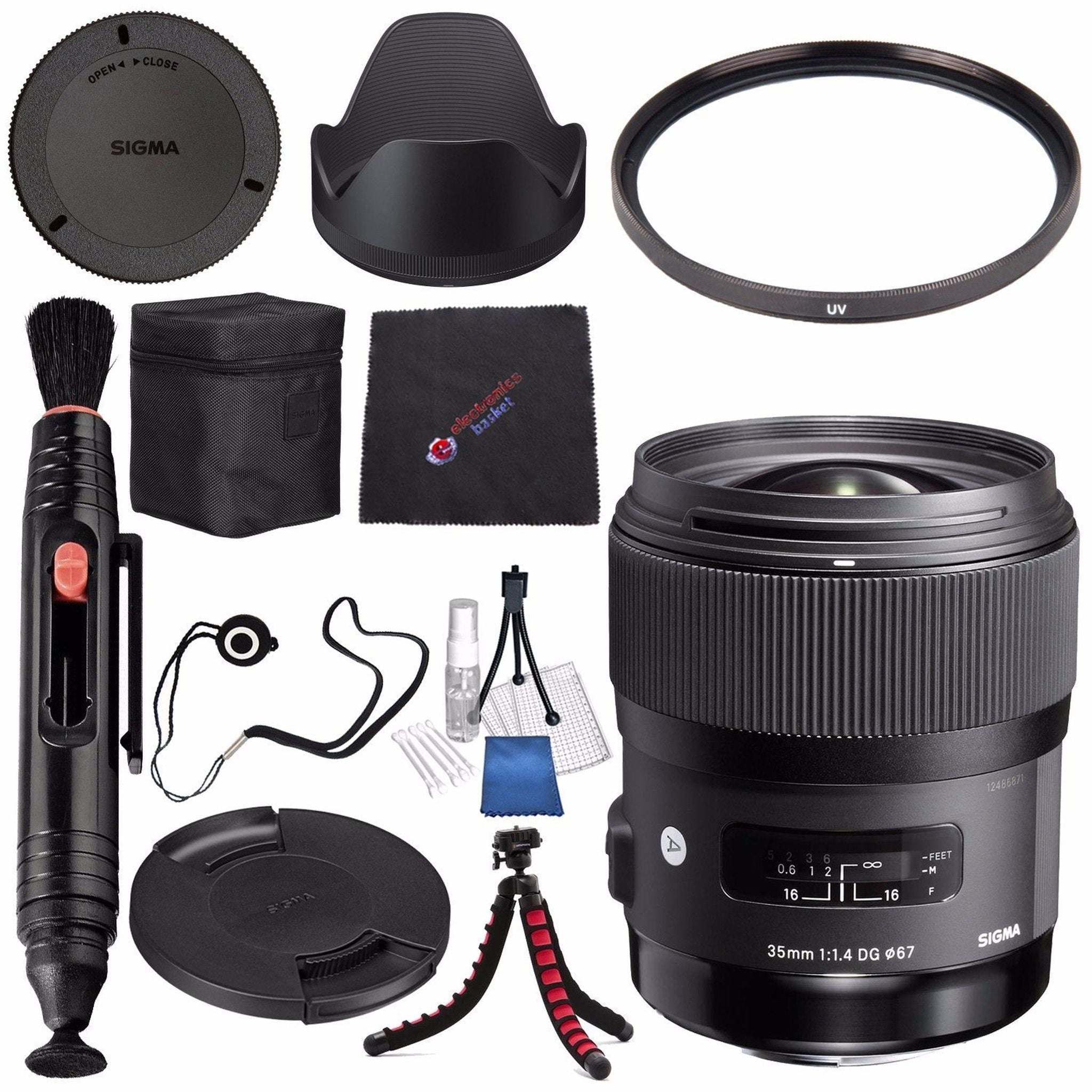 Sigma 35mm f/1.4 DG HSM Art Lens for Nikon DSLR Cameras #340306 + Lens Pen Cleaner + Microfiber Cleaning Cloth + Lens Capkeeper + Flexible Tripod Bundle International Model No Warranty Sigma