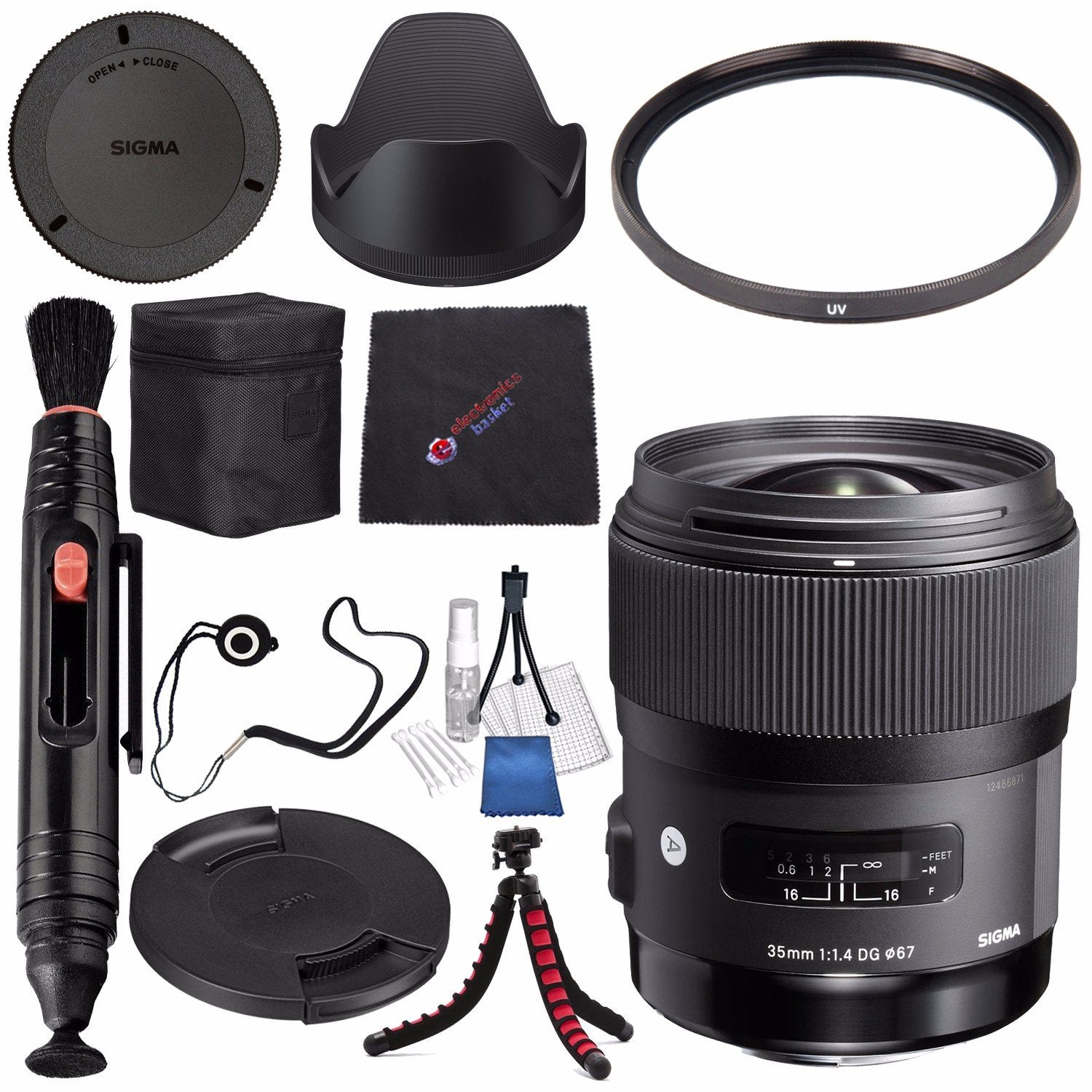 Sigma 35mm f/1.4 DG HSM Art Lens for Canon DSLR Cameras #340101 + Lens Pen Cleaner + Microfiber Cleaning Cloth + Lens Capkeeper + Flexible Tripod Bundle (International Model No Warranty)