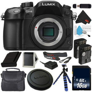 Panasonic DMC-GH4 Digital Camera + 16GB Memory Card + DMW-BLF19 Lithium Ion Battery + Deluxe Cleaning Kit Bundle- Intern