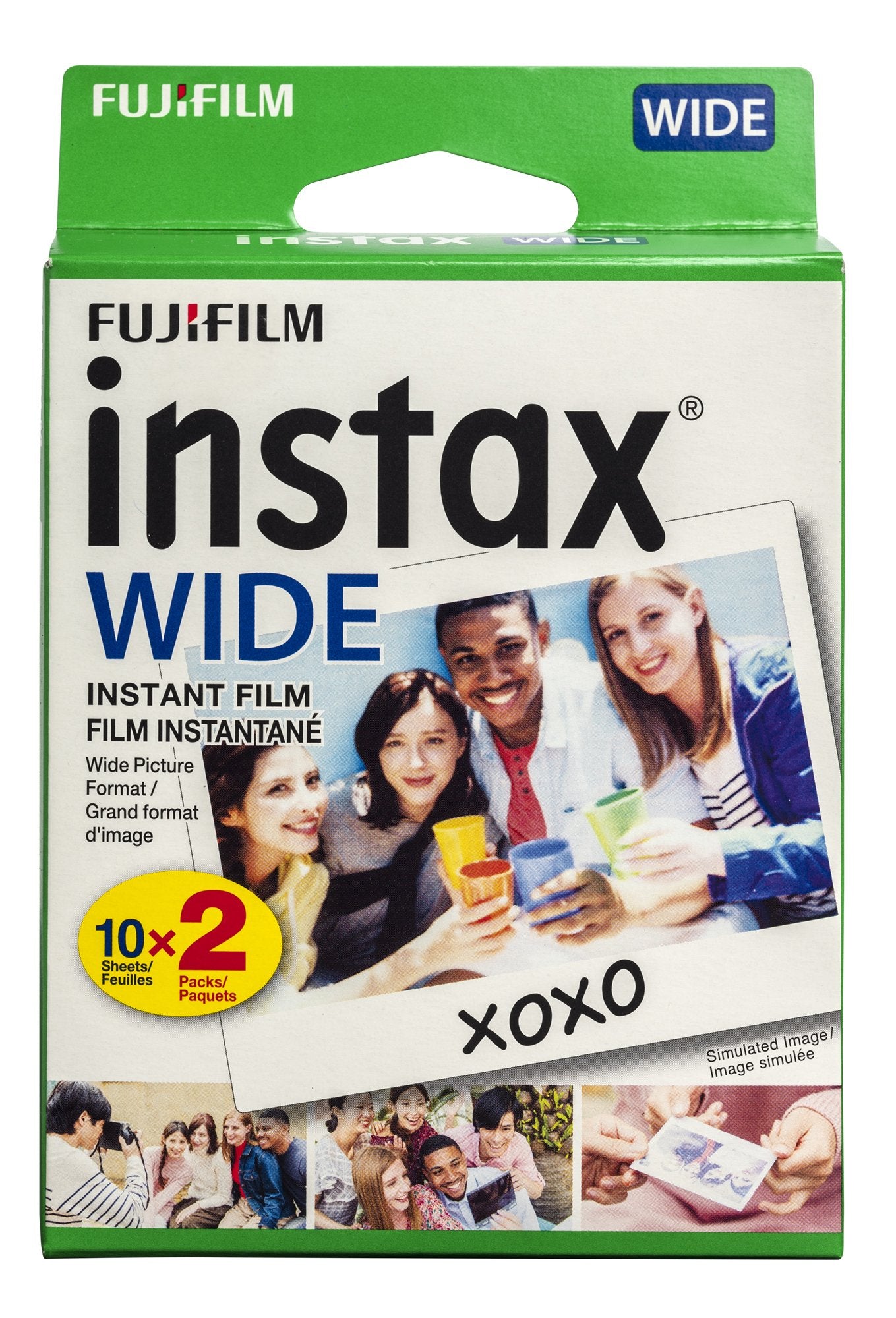 Fujifilm instax Wide Instant Film, 20 Exposures, White, New Packaging