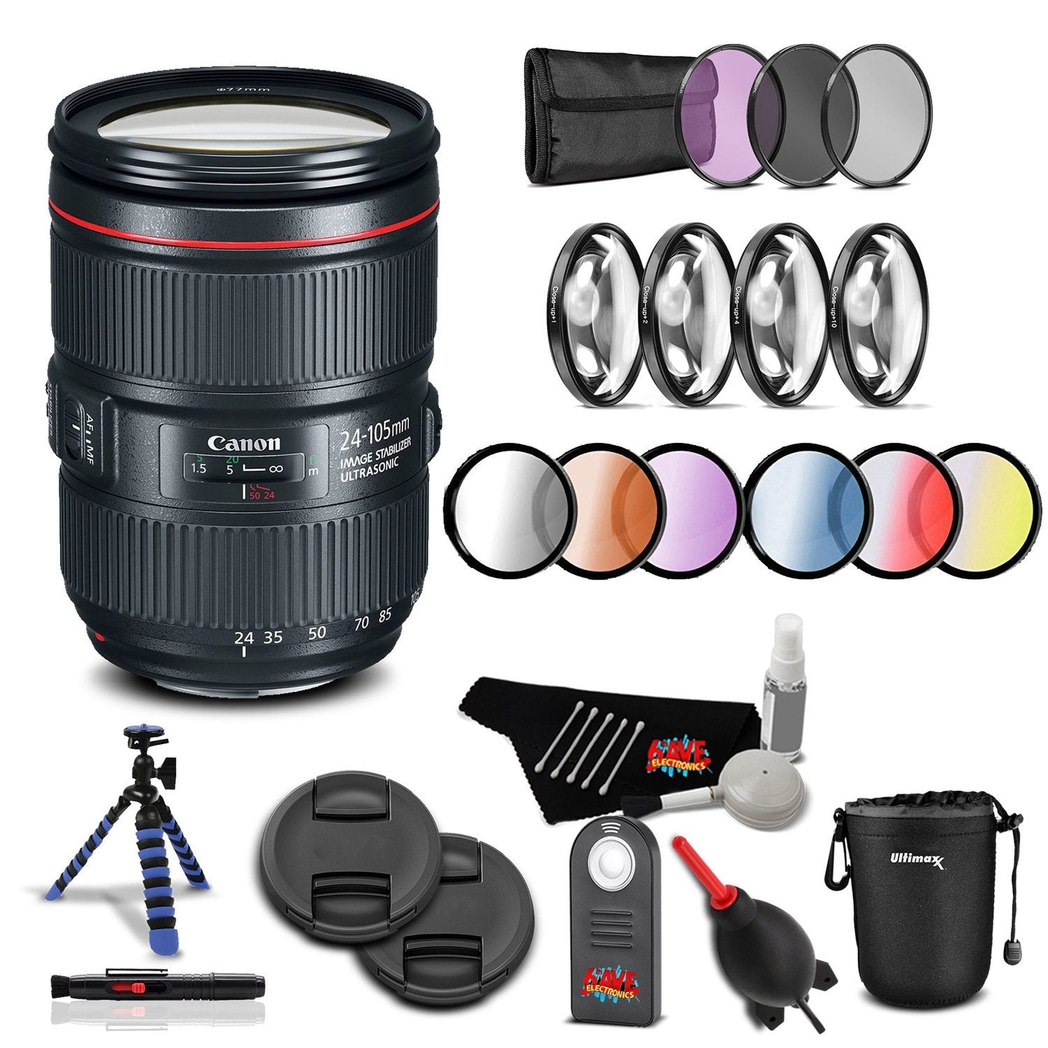 Canon EF 24-105mm f/4L is II USM Lens Professional Kit International Model Bundle Canon