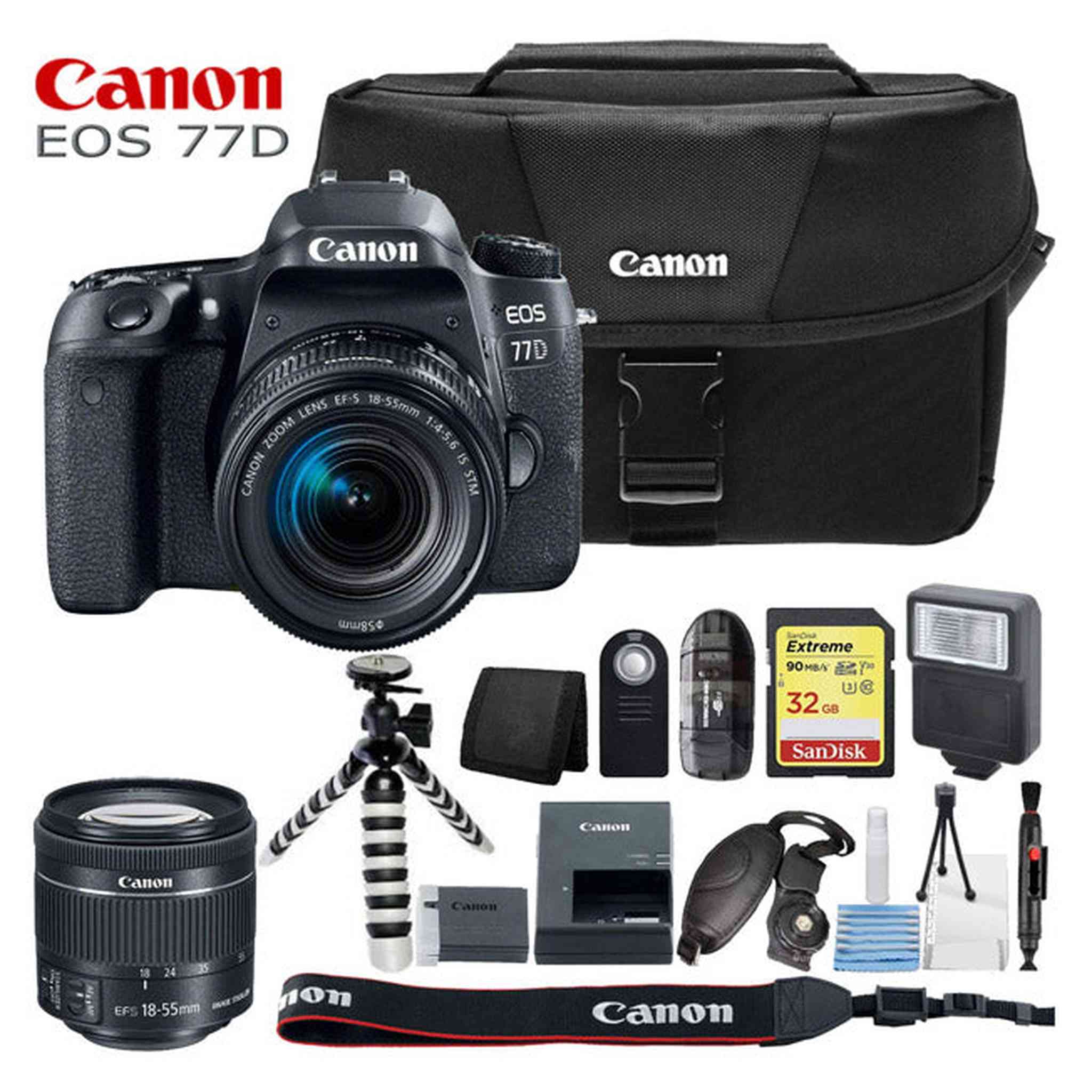 Canon EOS 77D Digital SLR Camera with 18-55mm Lens and Basic Kit International Model - Used Canon