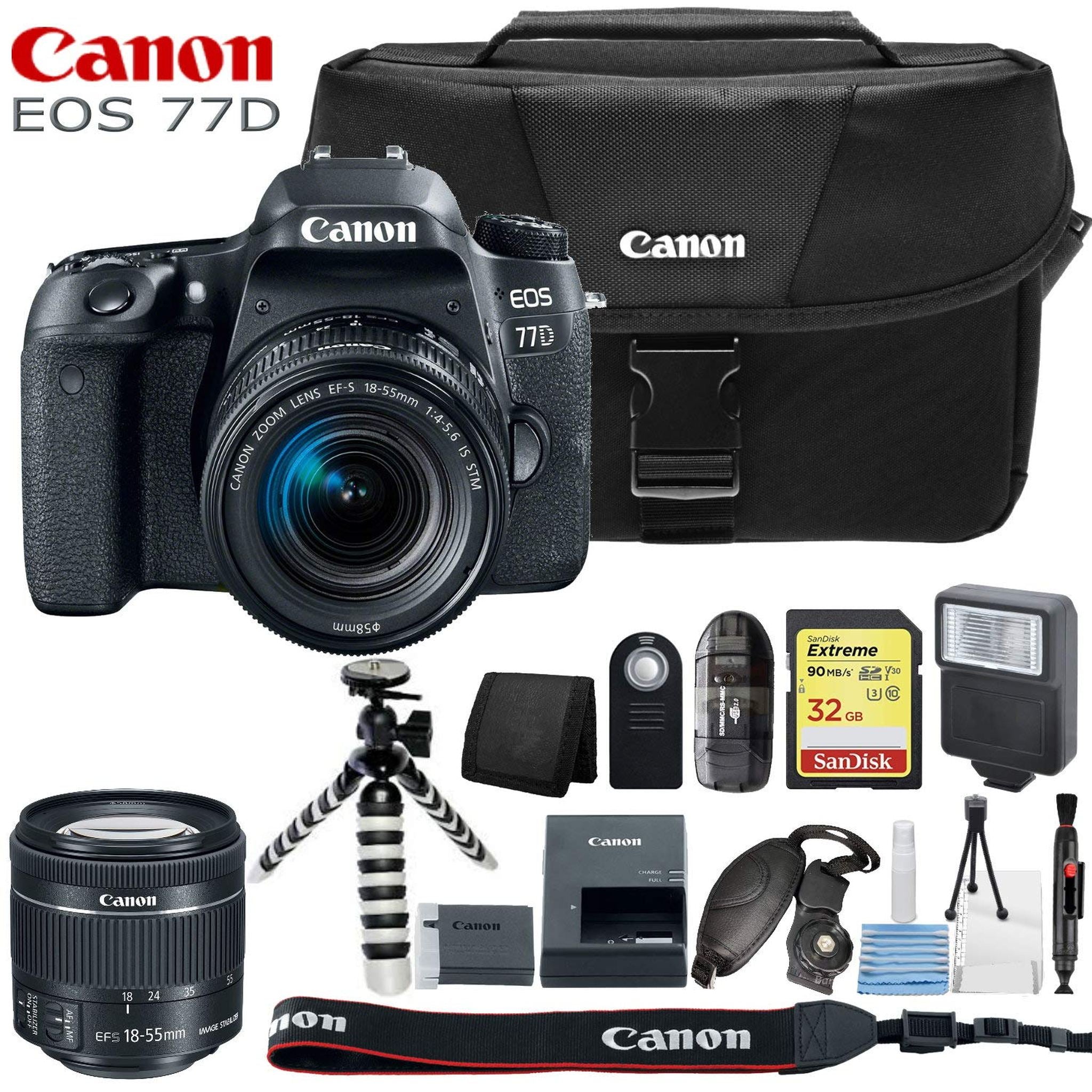 Canon EOS 77D Digital SLR Camera with 18-55mm Lens and Basic Kit International Model Canon