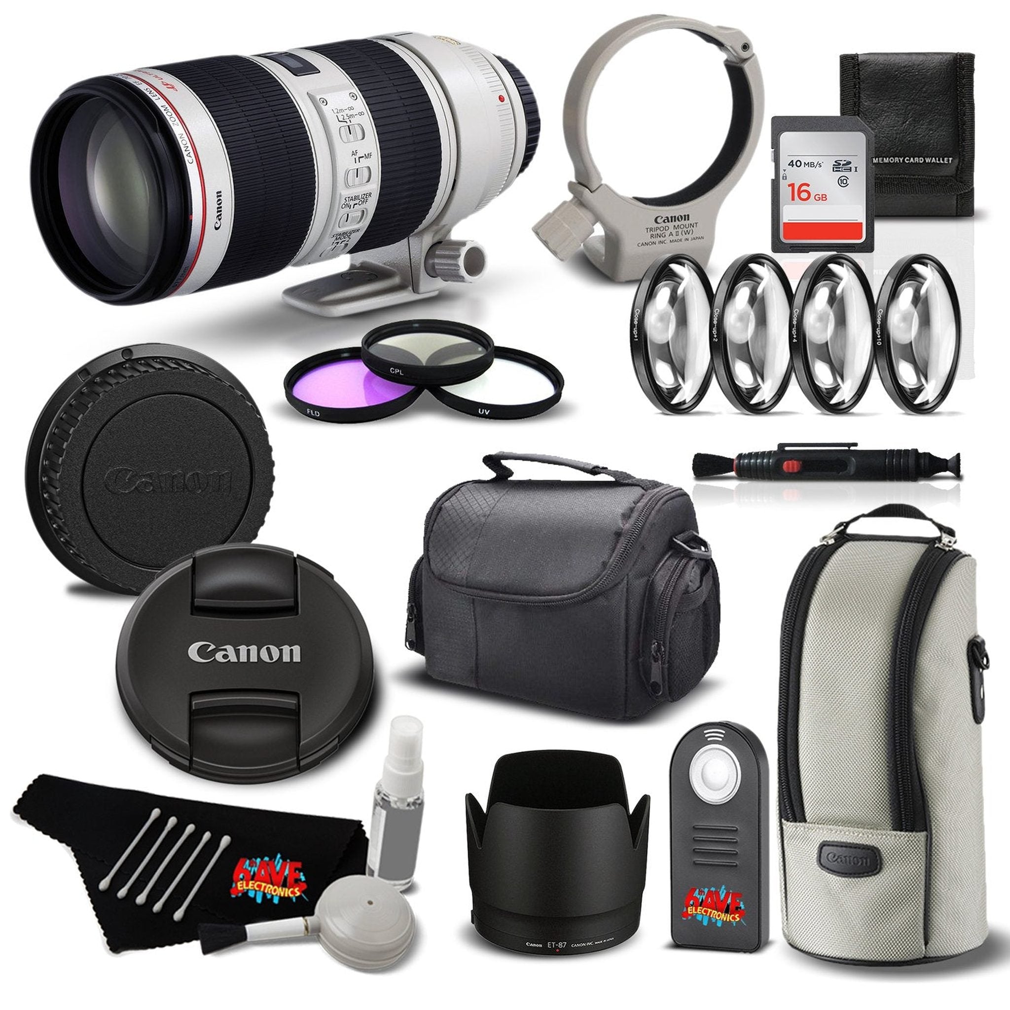 Canon EF 70-200mm f/2.8L is II USM Telephoto Zoom Lens 2751B002 Professional Bundle- International Version Canon