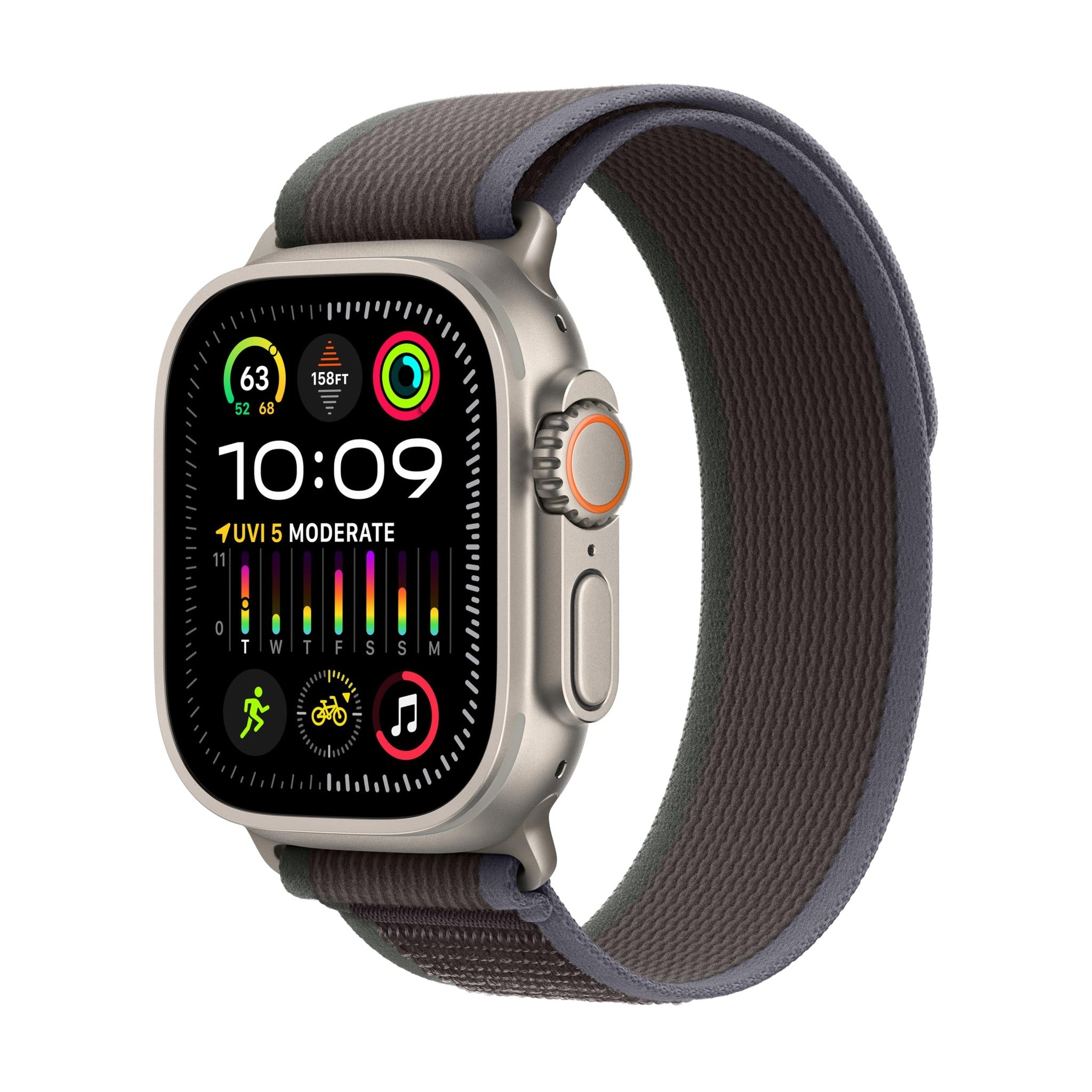 Apple Watch Ultra 2 GPS + Cellular 49mm Smartwatch with Rugged Titanium Case & Blue/Black Trail Loop S/M. Fitness Tracker, Precision GPS, Action Button, Extra-Long Battery Life, Carbon Neutral Apple