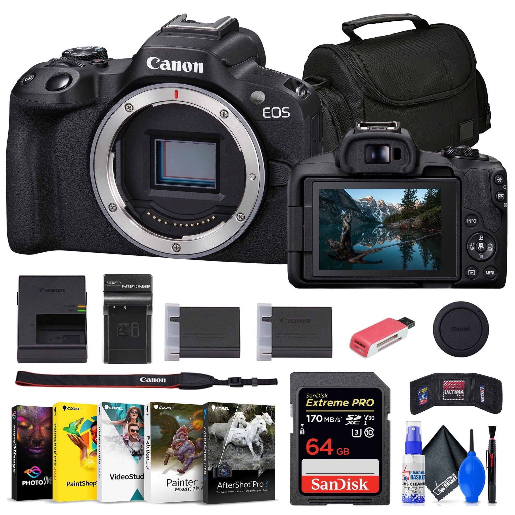 Canon EOS R50 Mirrorless Camera + 64GB Card + Bag + Charger + Battery + More Canon