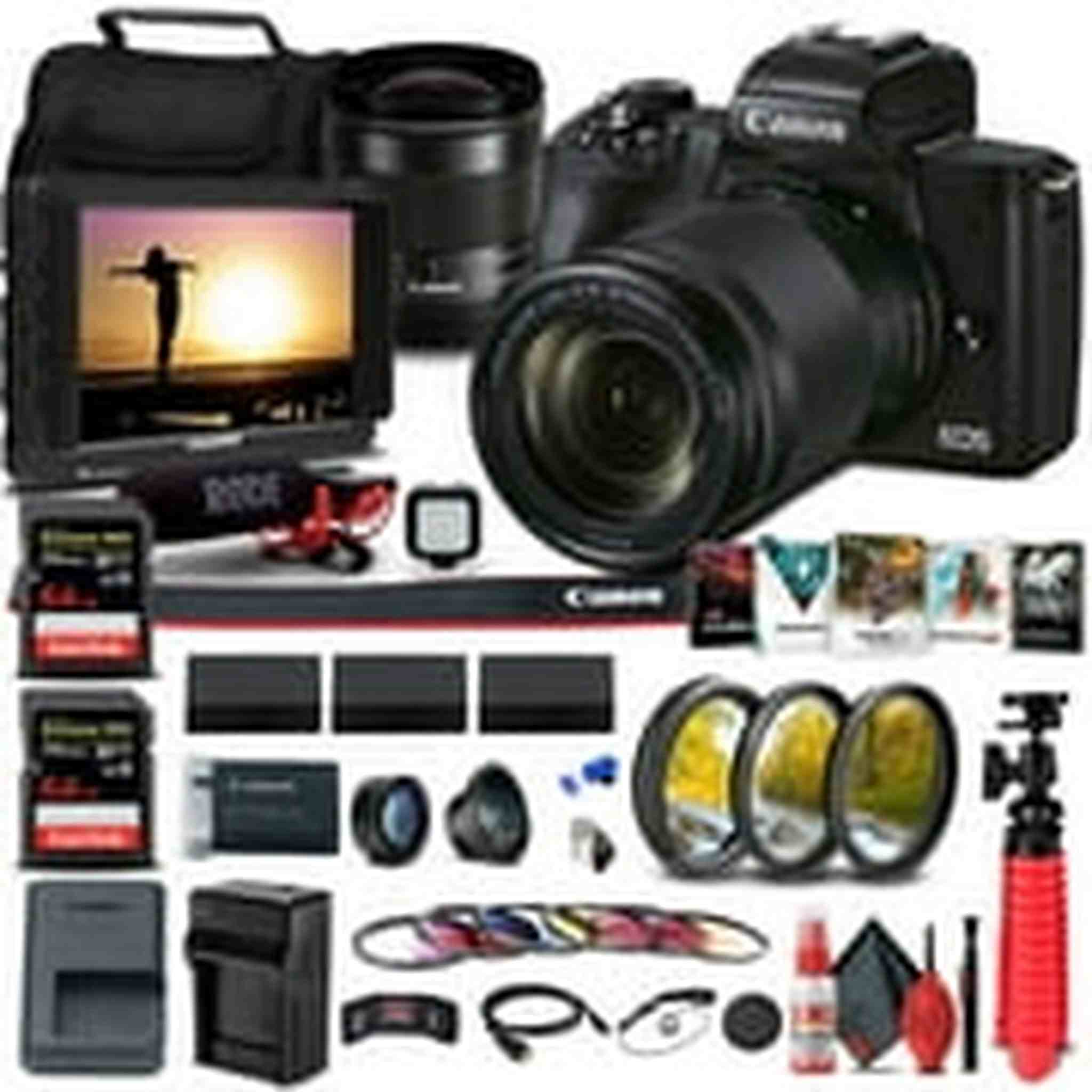 Canon EOS M50 Mark II Mirrorless Camera W/ EF-M 18-150mm Lens + Monitor Bundle
