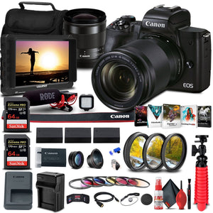 Canon EOS M50 Mark II Mirrorless Camera W/ EF-M 18-150mm Lens + Monitor Bundle