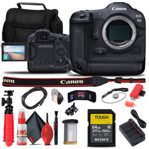Canon EOS R3 Mirrorless Camera 4895C002 + Sony 64GB SD Card + More Bundle