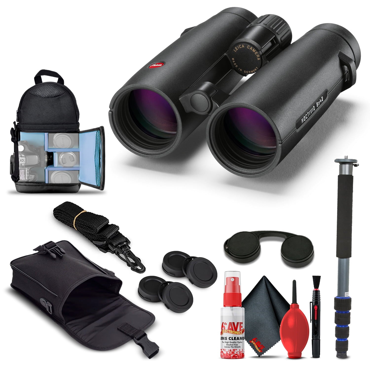Leica 8x42 Noctivid Binoculars Black 40384 + Basic Bundle