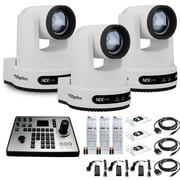 3 x PTZOptics Move 4K PTZ Camera with 12x Zoom White PT12X-4K-WH-G3 + PT-JOY-G4 Controller