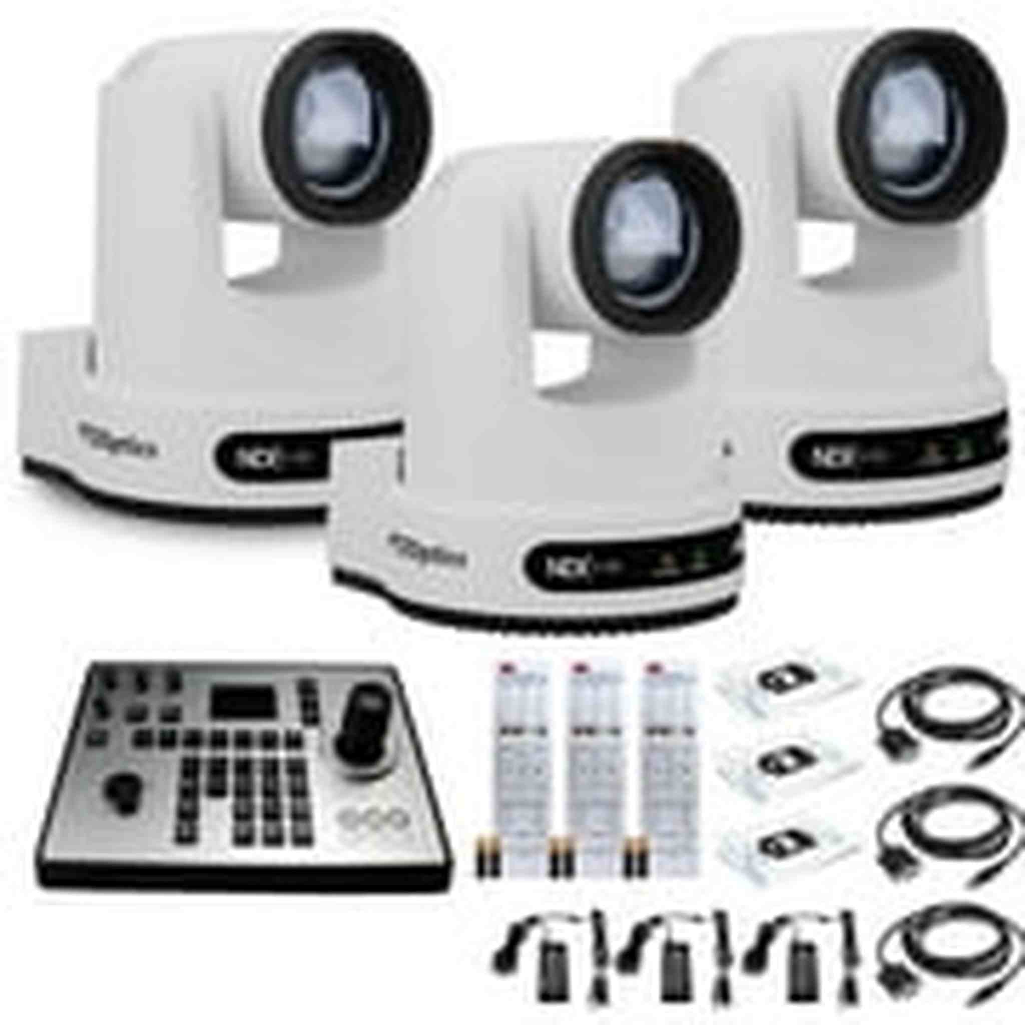 3 x PTZOptics Move 4K PTZ Camera with 12x Zoom White PT12X-4K-WH-G3 + PT-JOY-G4 Controller PTZOptics