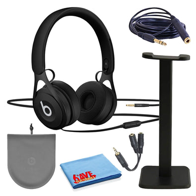 Beats EP On-Ear Wired Headphones Bundle with Stand + Extension Cable + Splitter -