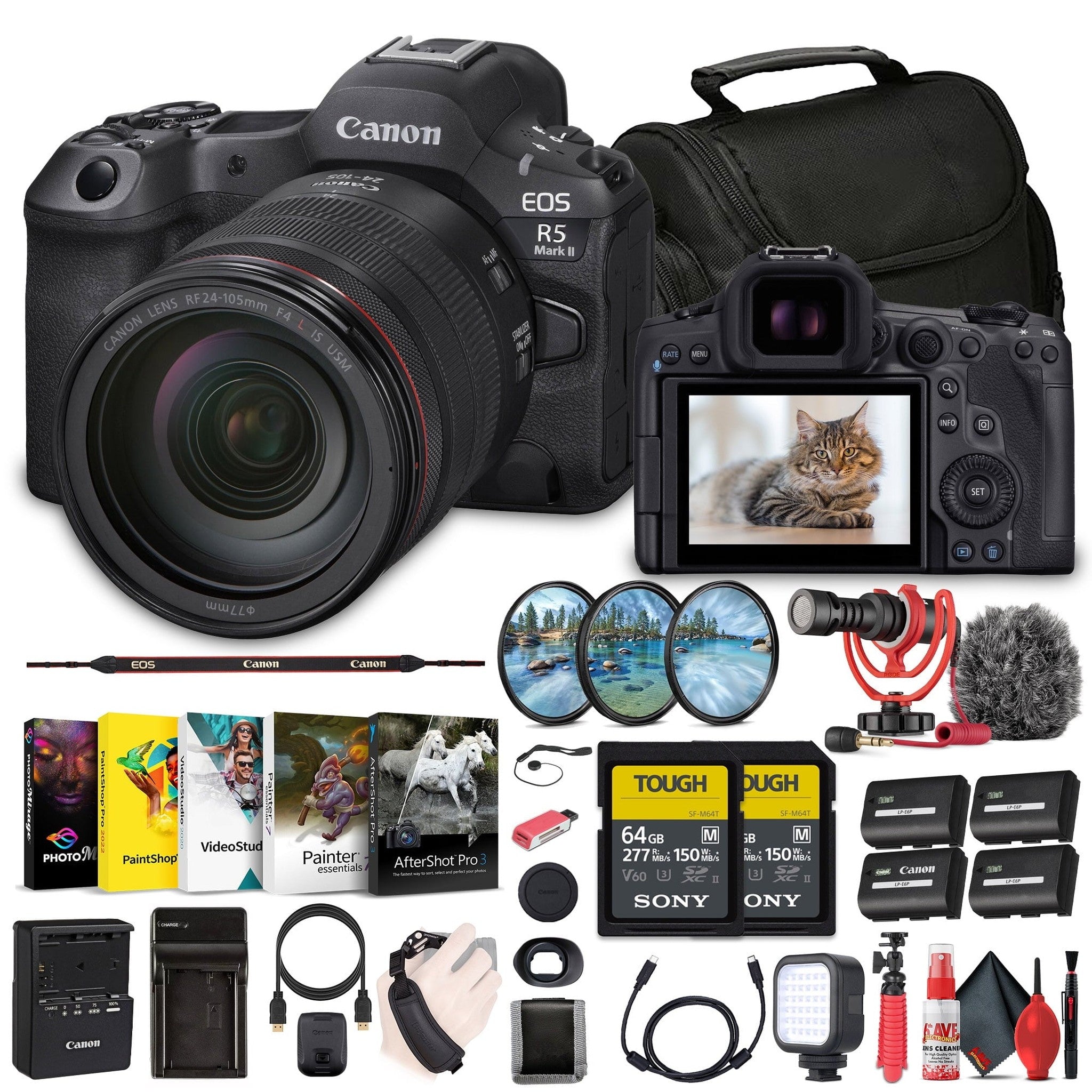 Canon EOS R5 Mark II Mirrorless Camera with 24-105mm f/4 Lens 6536C012 Bundle Canon