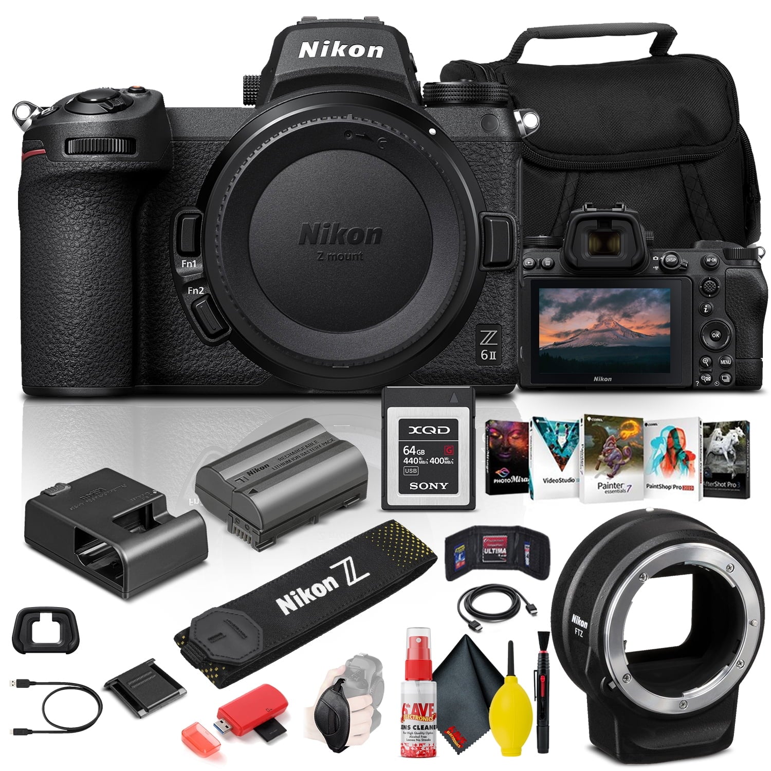 Nikon Z 6II Mirrorless Digital Camera 24.5MP (Body Only) (1659) + FTZ Mount Graphic Bundle