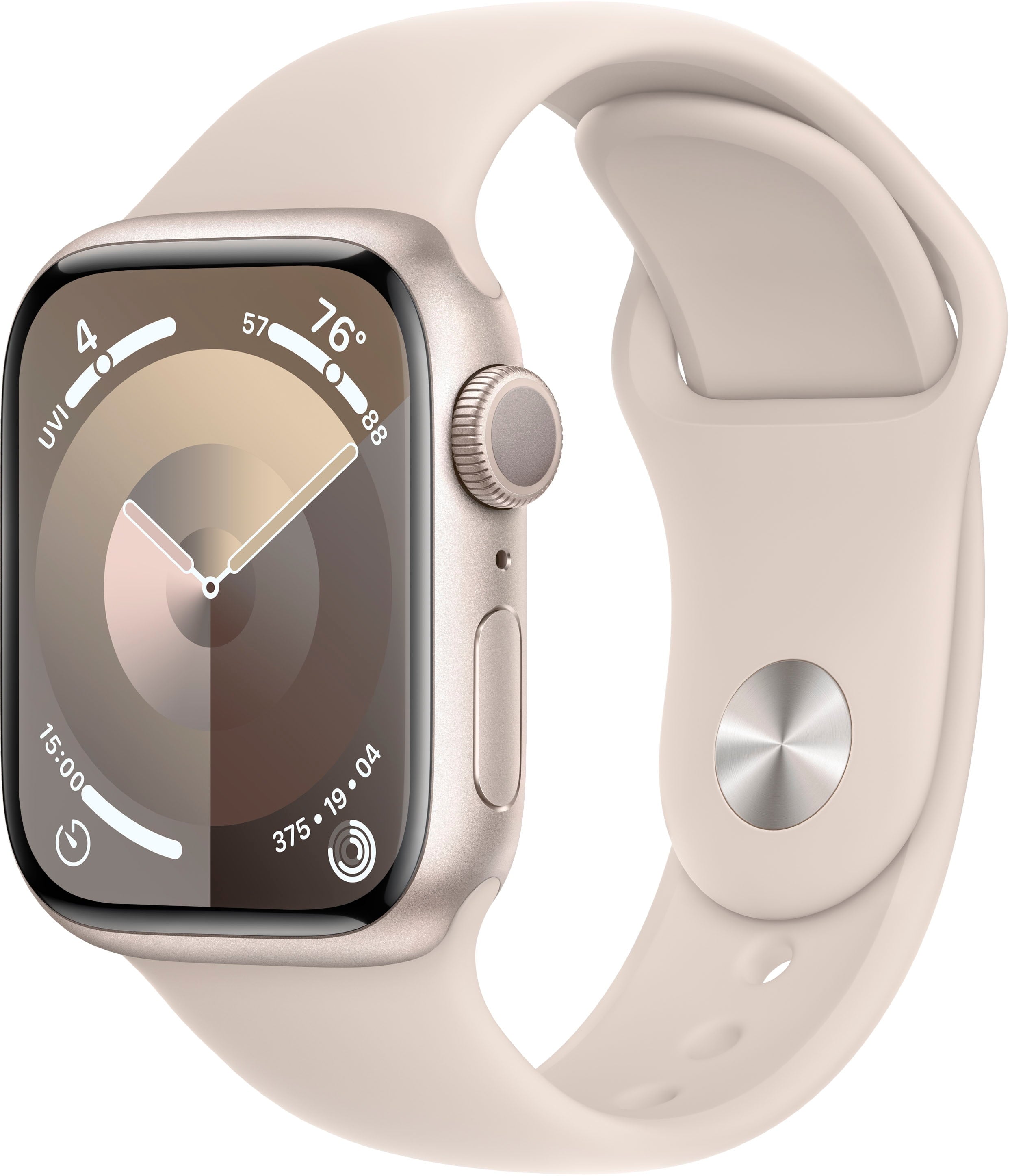 Apple Watch Series 9 [GPS 41mm] Smartwatch with Starlight Aluminum Case with Starlight Sport Band M/L.