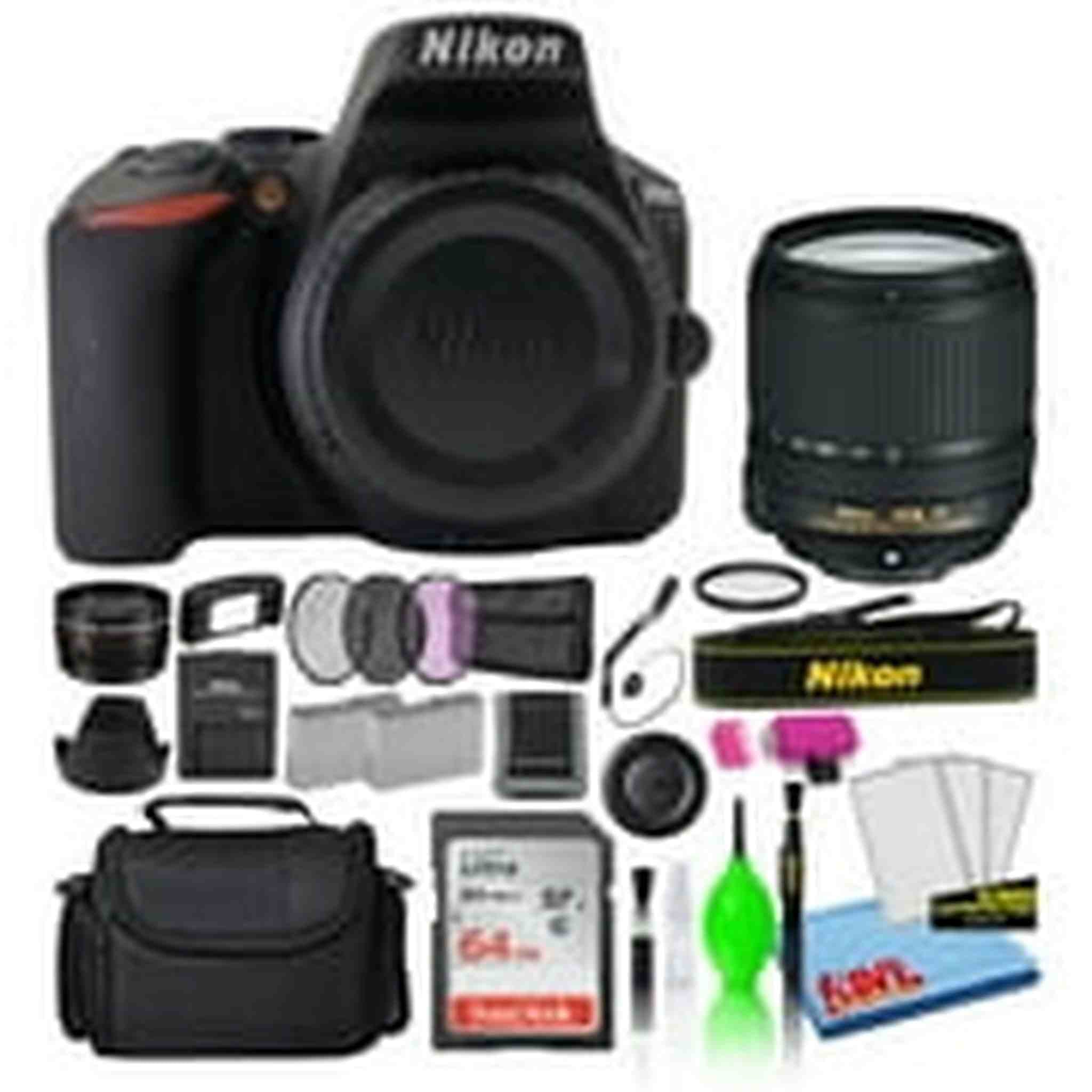 Nikon D5600 Digital Camera with 18-140mm Lens 1577 + 64GB SD Card + Bag Intl