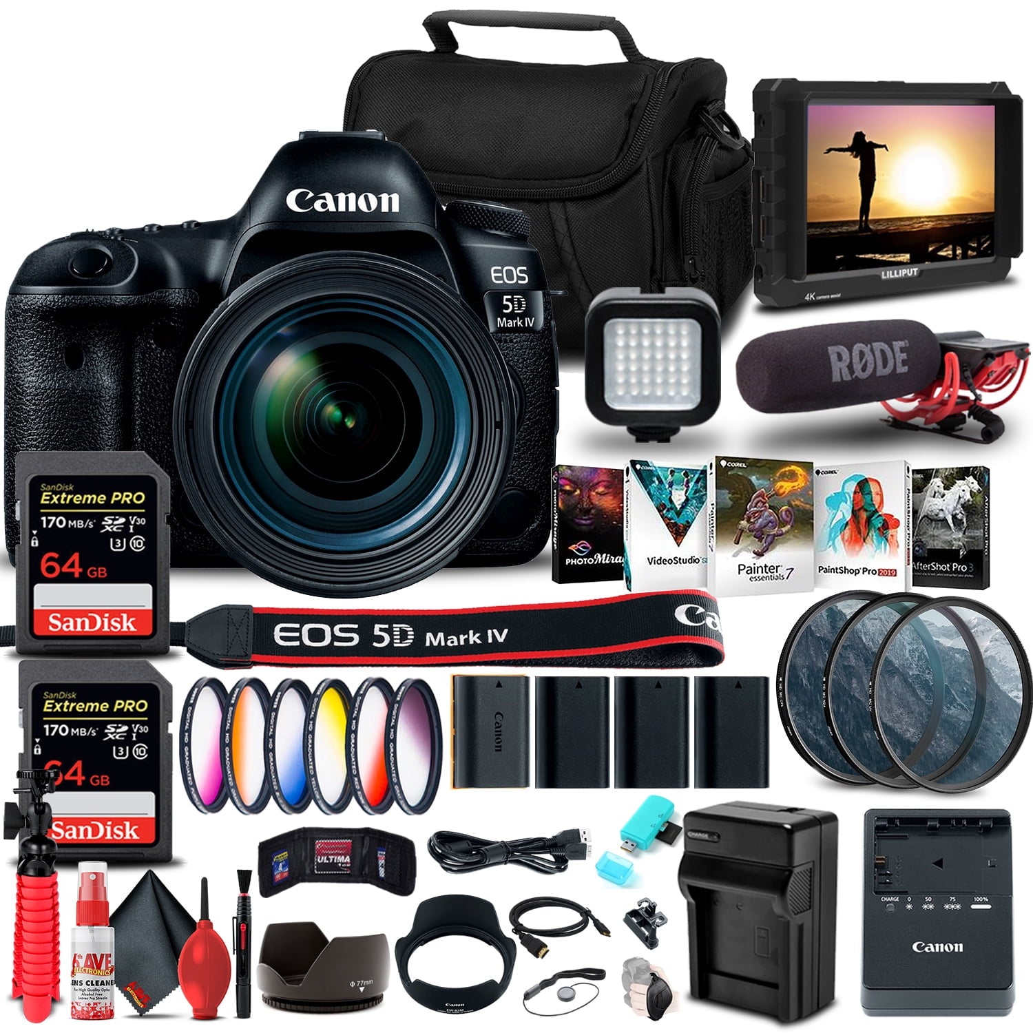 Canon EOS 5D Mark IV DSLR Camera with 24-70mm f/4L Lens (1483C018) Bundle