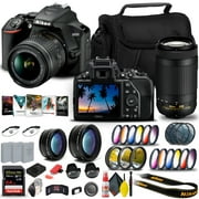Nikon D3500 DSLR Camera with 18-55mm and 70-300mm Lenses (1588) + 64GB Extreme Pro Card Outdoor Bundle