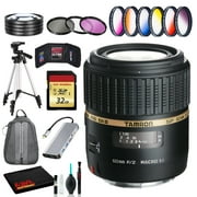 Tamron SP 60mm f/2 Di II 1:1 Macro Lens for Sony A Includes Cleaning Kit, Memory Kit, Tripod, and Filter Bundle