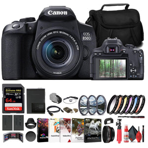 Canon EOS 850D / Rebel T8i DSLR Camera W/ 18-135mm Lens + 64GB Card + More