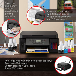 Canon PIXMA G6020 All-in-One Supertank Wireless Megatank Printer, Copier and Scan with Mobile Printing, Black, Works with Alexa