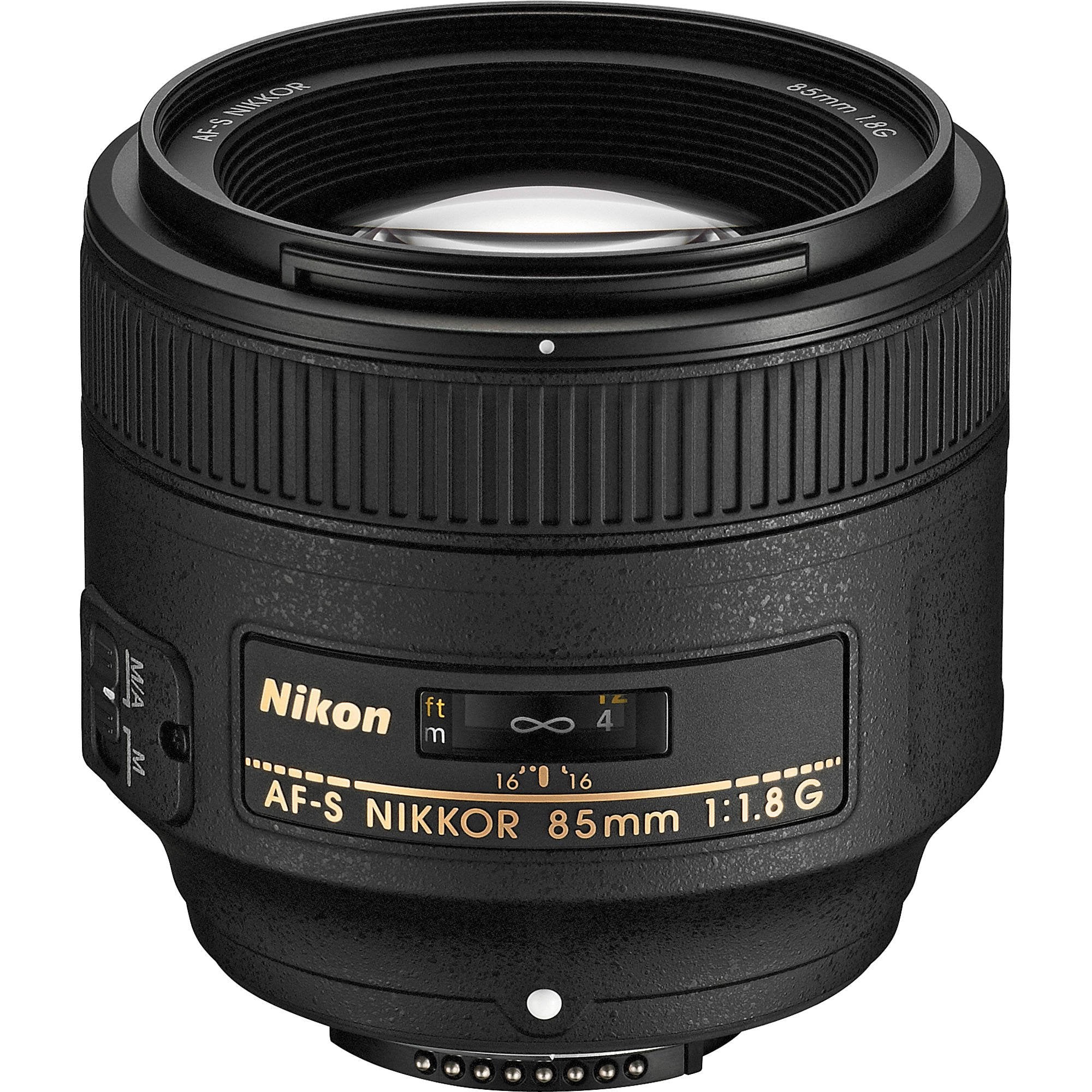 Nikon 85MM f.1.8G AF-S Lens (Intl Model) + 4.5 inch Vivitar Premium Lens Case + Vivitar Graduated Color Filter Set + 3pcs UV Lens Filter Kit + Cleaning Kit