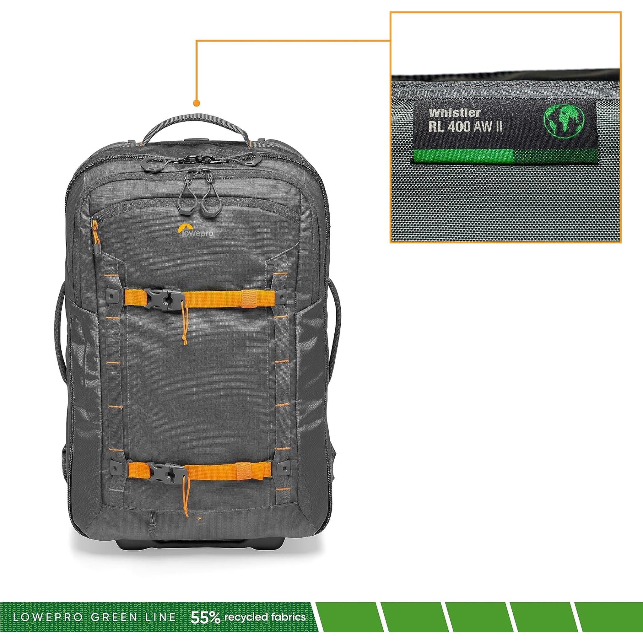 Lowepro Whistler RL 400 AW II 40L Rugged Roller Backpack, Gray