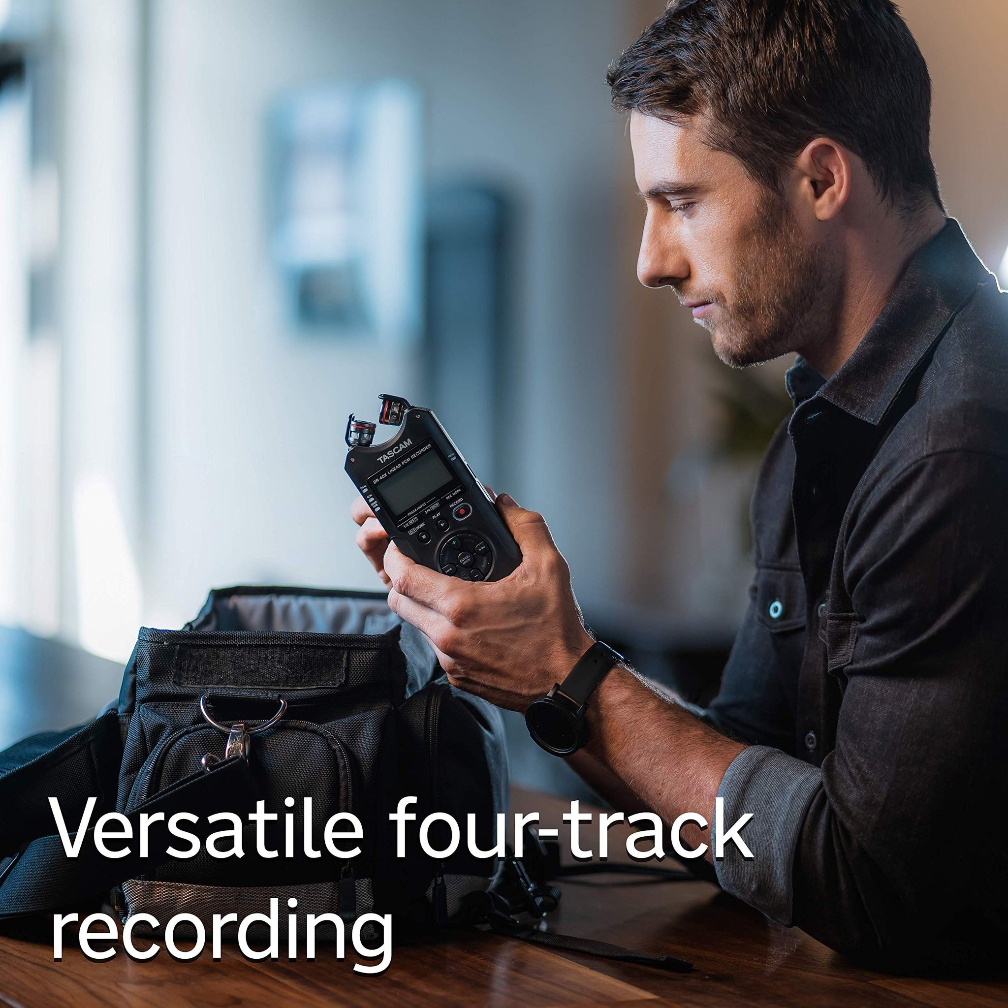 Tascam DR-40X Four-Track Digital Audio Recorder and USB Audio Interface, Black Tascam