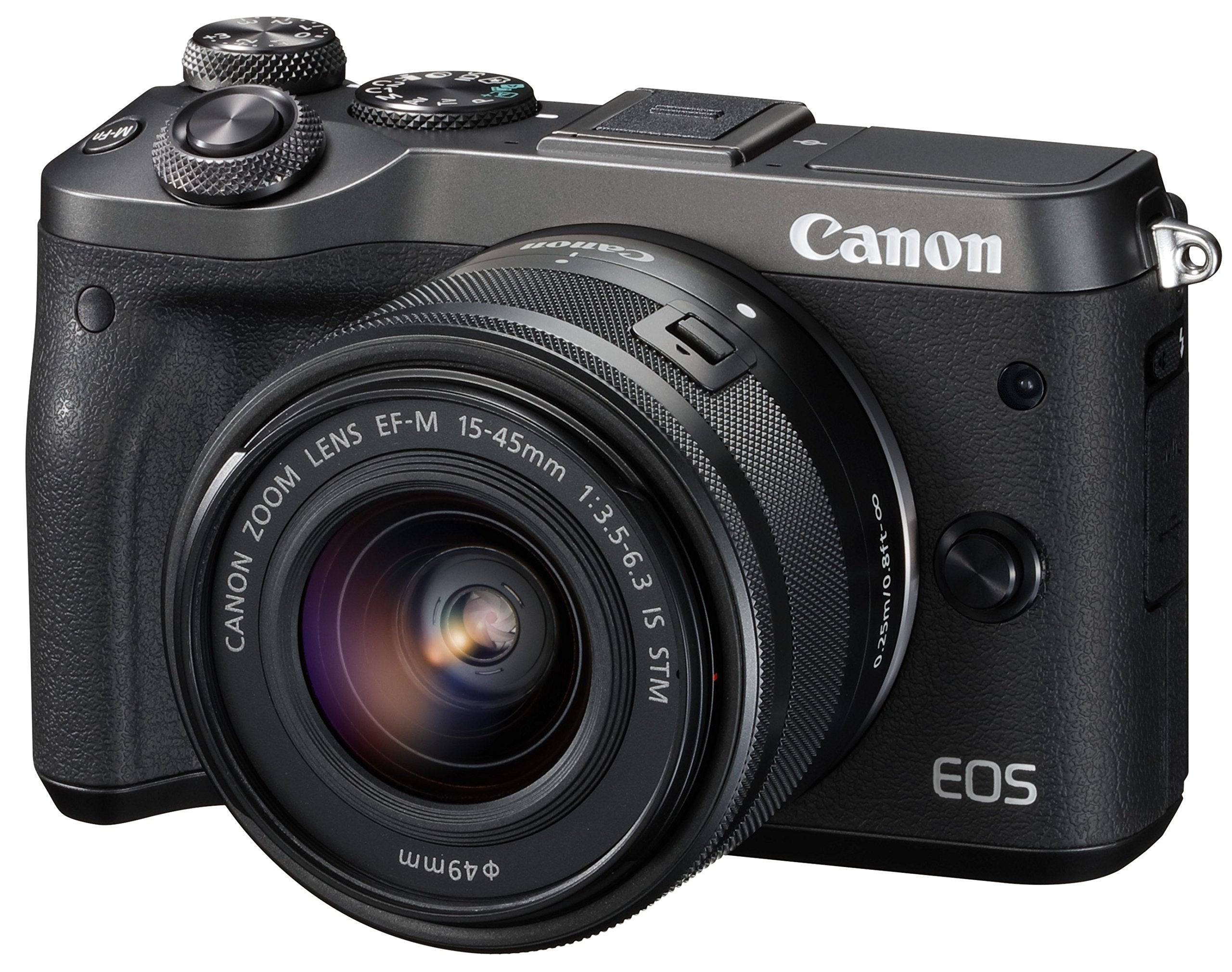 Canon mirrorless Single-Lens Camera EOS M6 Lens kit Black EF-M15-45mm F3.5-6.3 is STM- International Version No Warranty