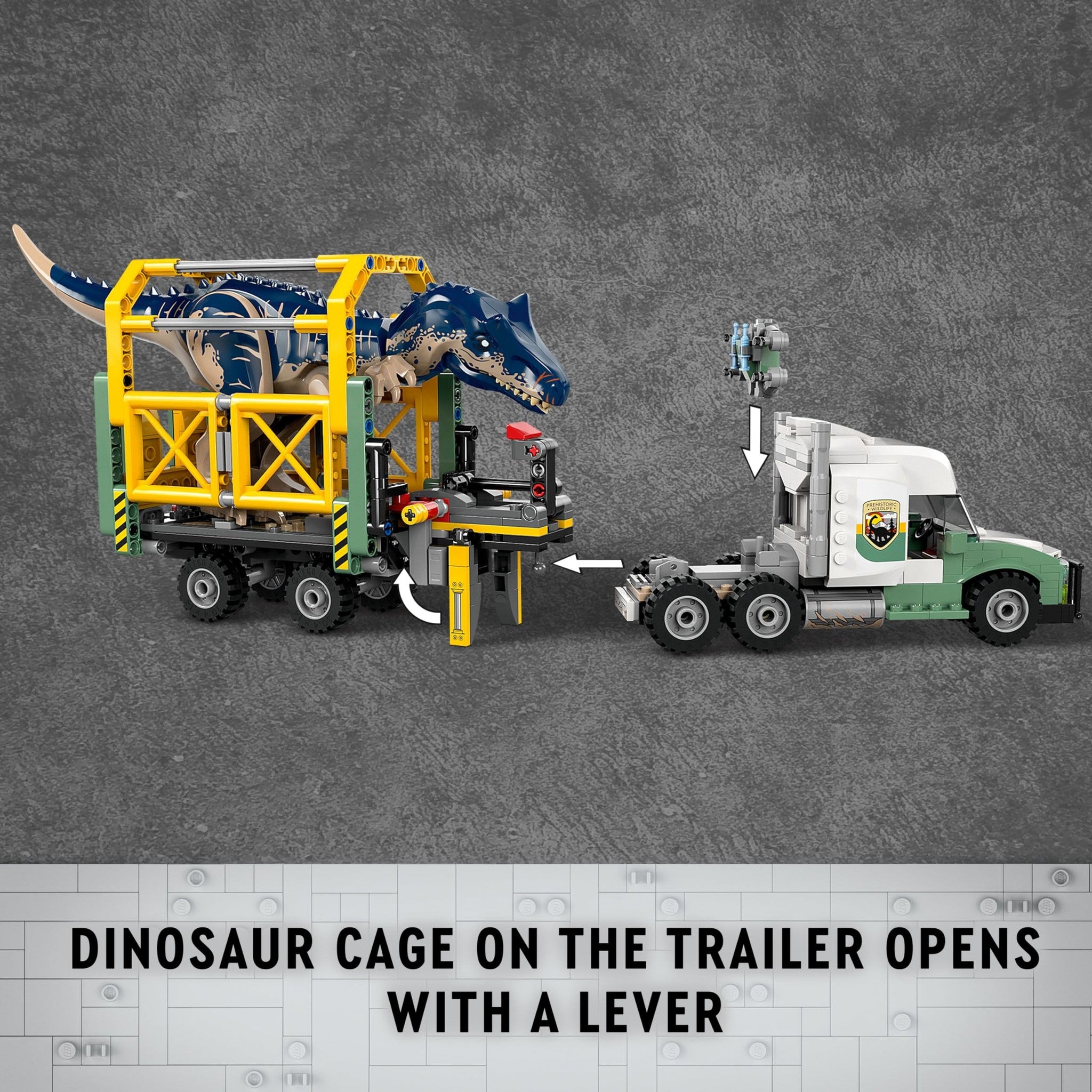 LEGO Jurassic World Dinosaur Missions: Allosaurus Transport Truck Toy, Fun Gift Idea for Kids with Kenji, Darius and Yaz Minifigures, Jurassic World Dinosaur Toy for Boys and Girls Ages 8 and Up 76966