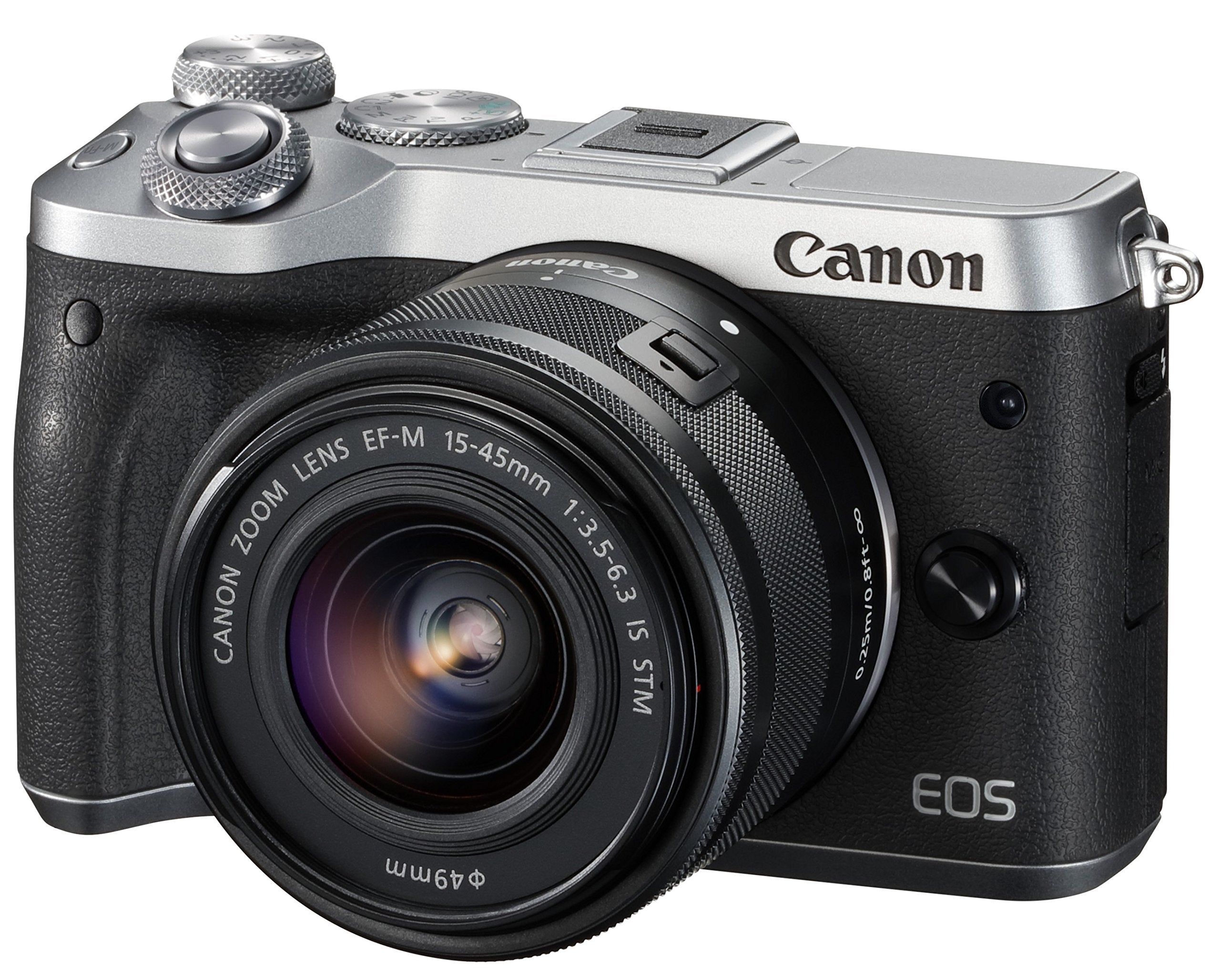Canon mirrorless Single-Lens Camera EOS M6 Lens Kit Silver EF-M15-45mm F3.5-6.3 is STM- International Version No Warranty