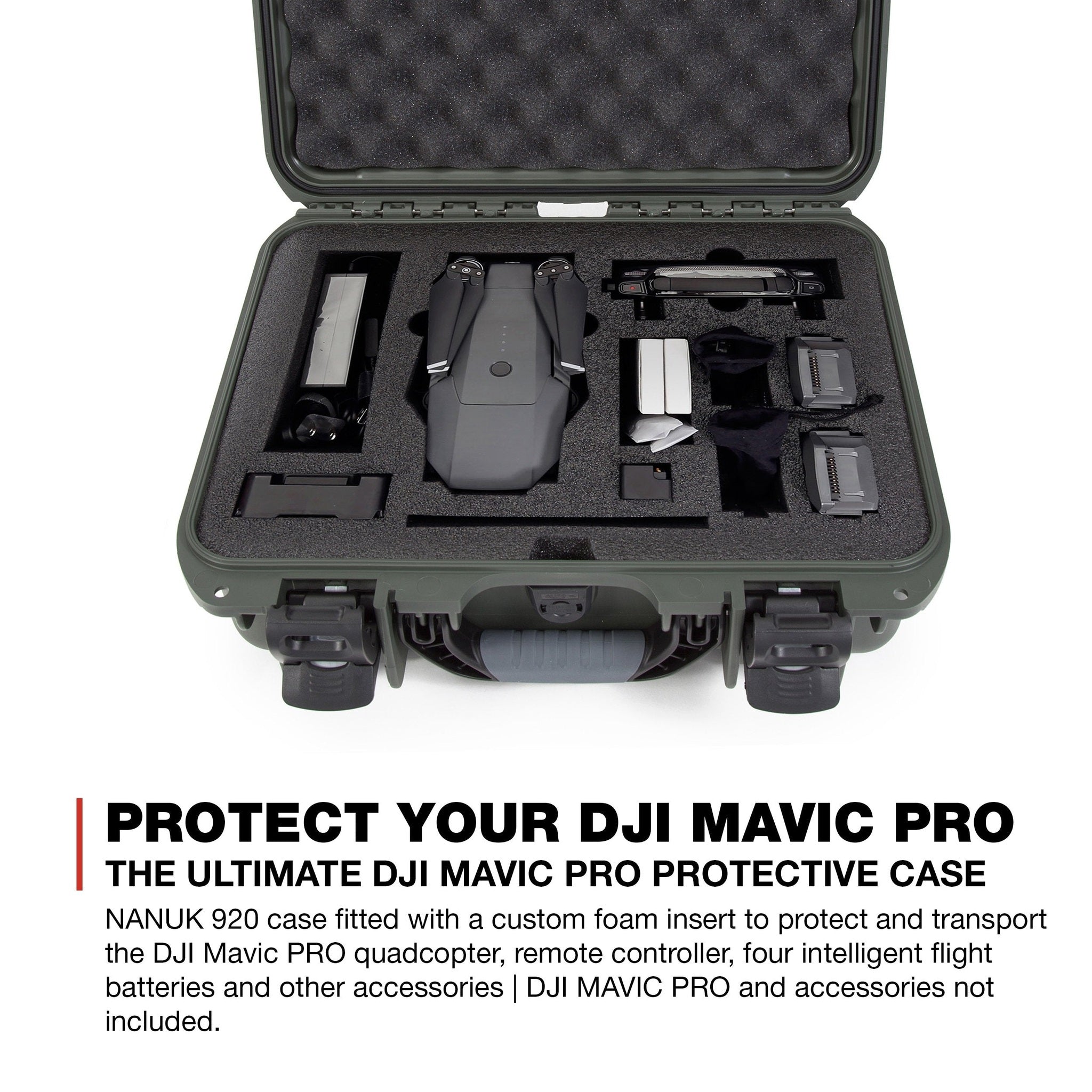 Nanuk DJI Drone Waterproof Hard Case with Custom Foam Insert for DJI Mavic PRO - Olive