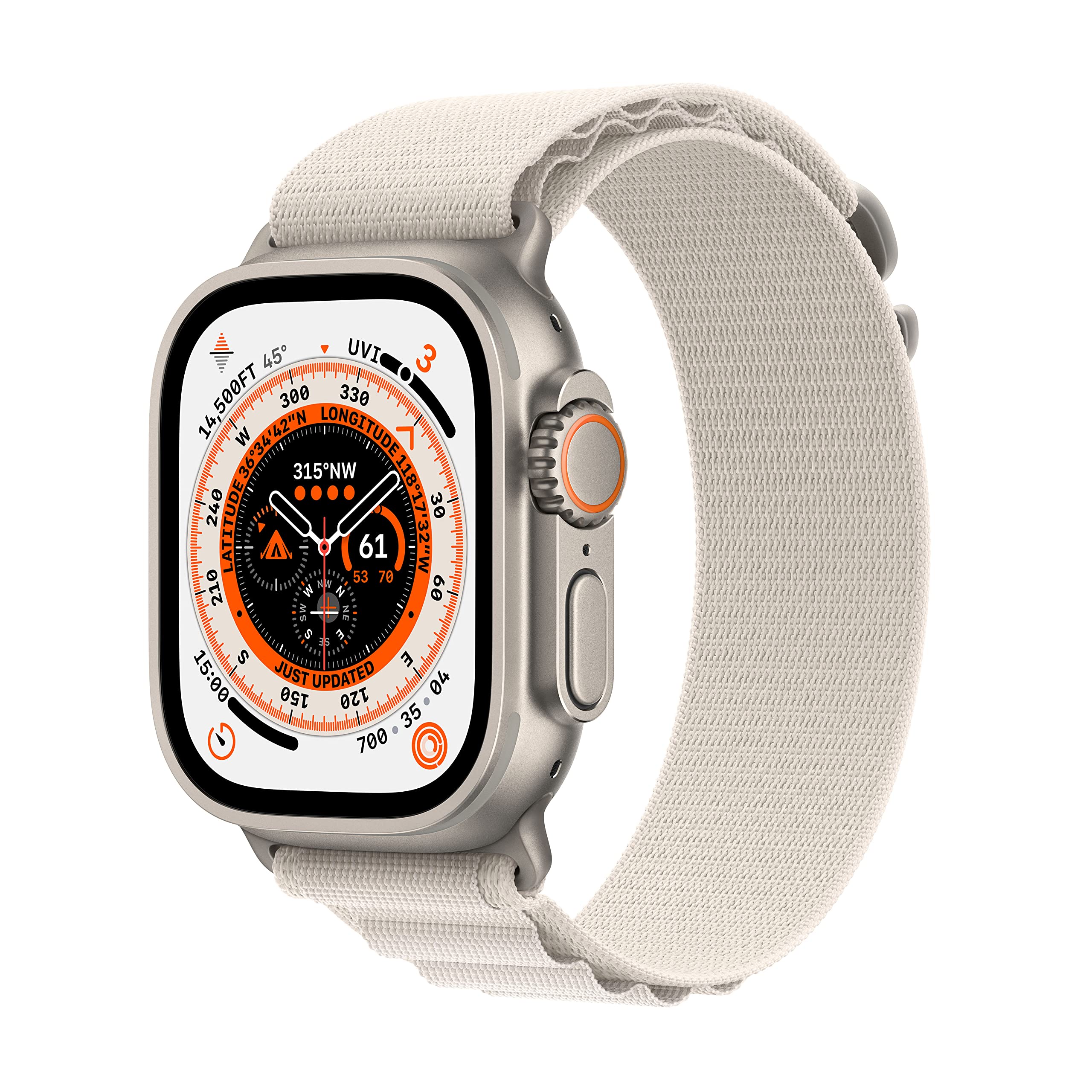 Apple Watch Ultra [GPS + Cellular 49mm] Smart watch w/Rugged Titanium Case & Starlight Alpine Loop Large