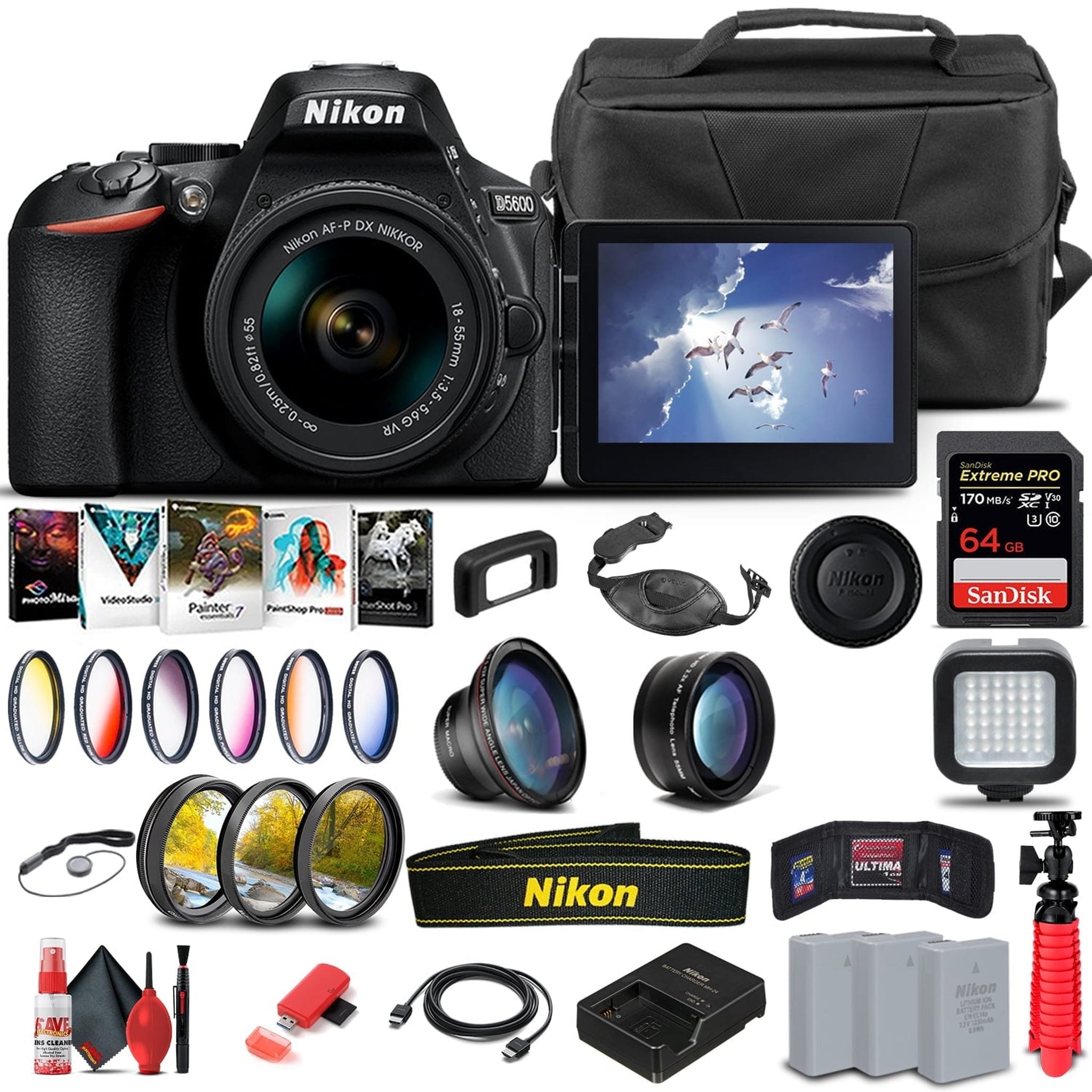 Nikon D5600 DSLR Camera W/ 18-55mm Lens 1576 - Advanced Bundle